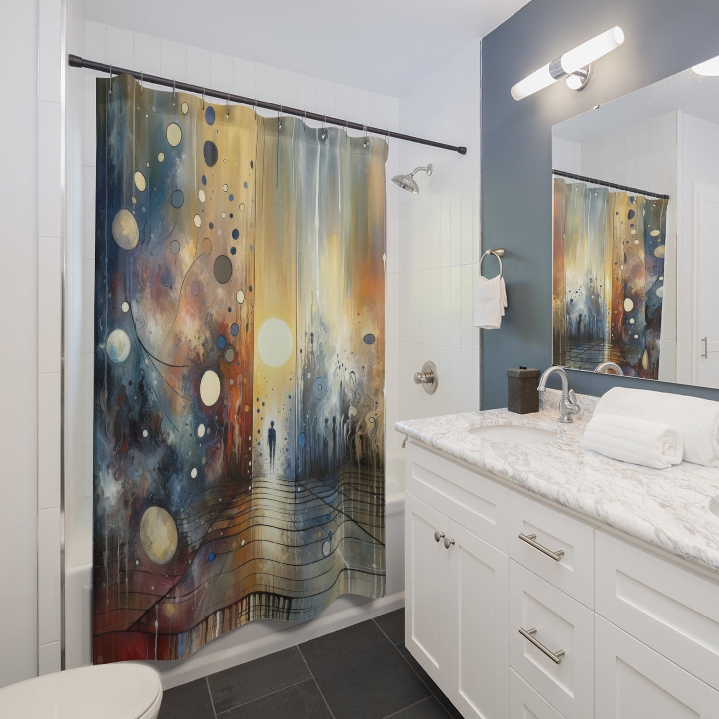 Stillness Transition Abstract Shower Curtains - ATUH.ART