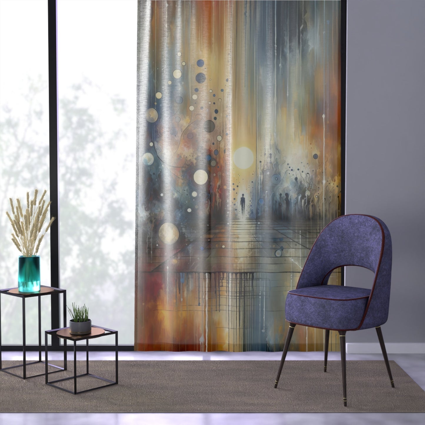 Stillness Transition Abstract Window Curtain - ATUH.ART
