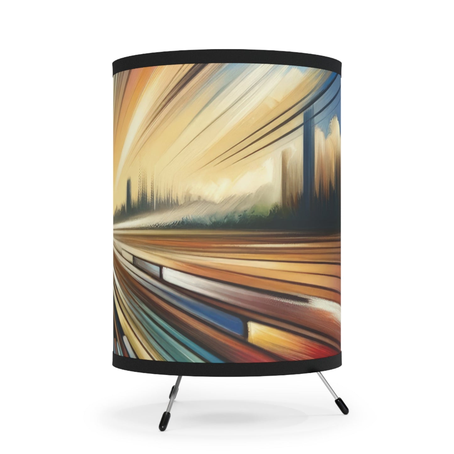 Strategic Horizon Tachism Tripod Lamp with High-Res Printed Shade, US\CA plug - ATUH.ART