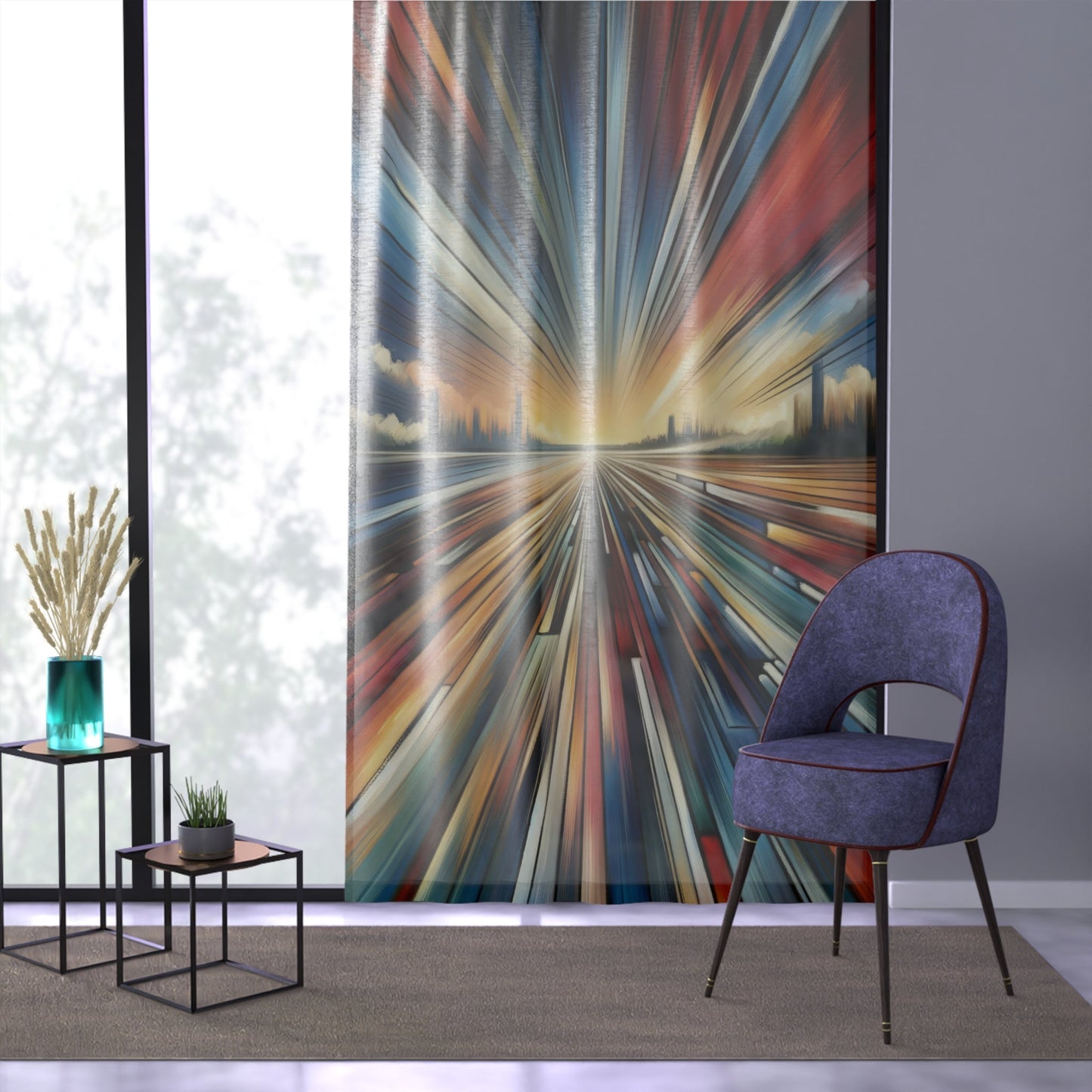 Strategic Horizon Tachism Window Curtain - ATUH.ART