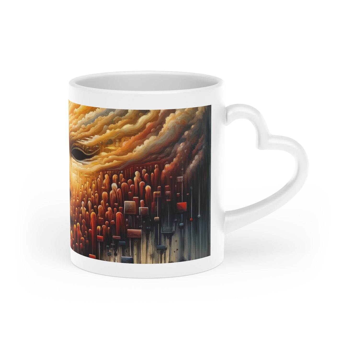 Subdued Revolutionary Currents Heart-Shaped Mug - ATUH.ART