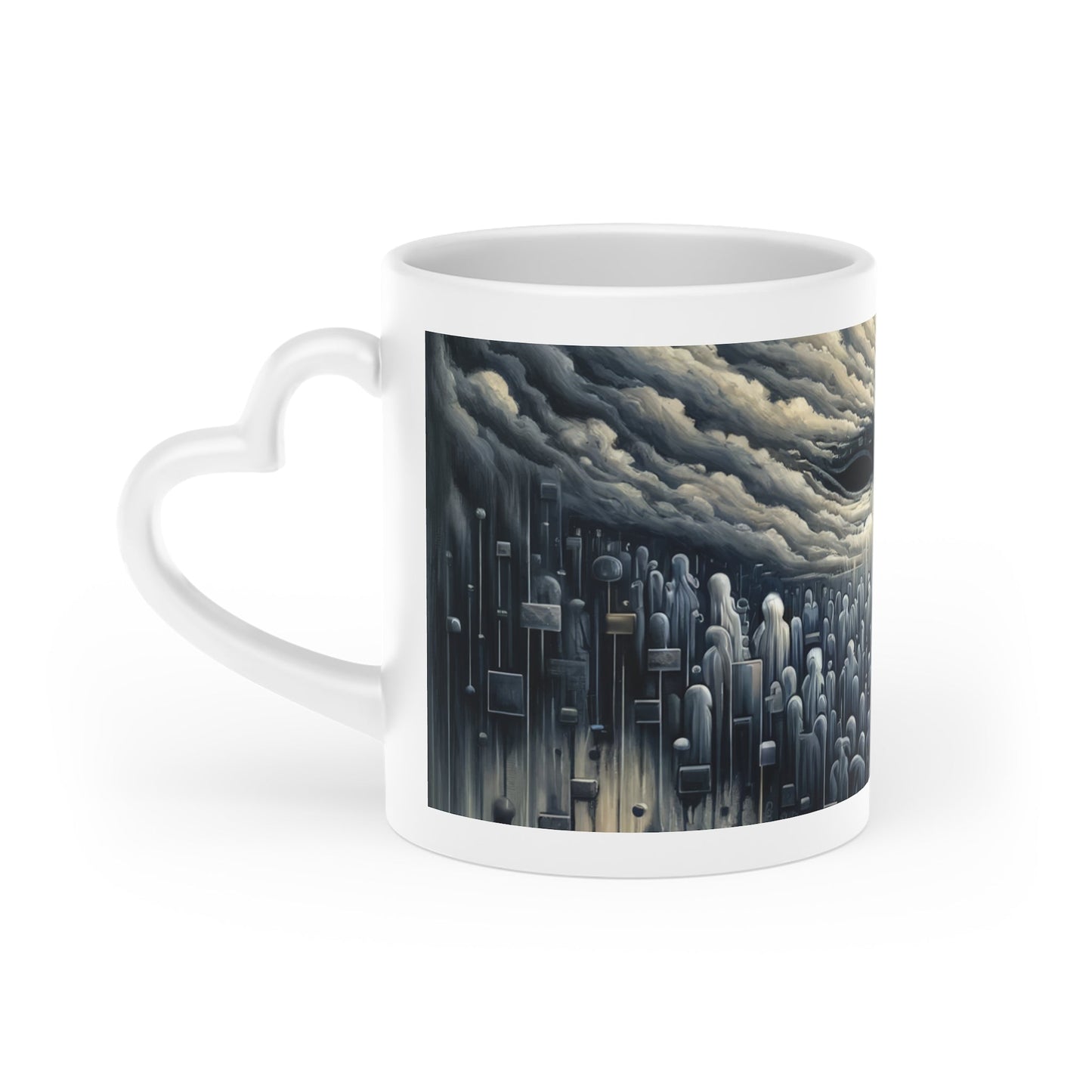 Subdued Revolutionary Currents Heart-Shaped Mug - ATUH.ART