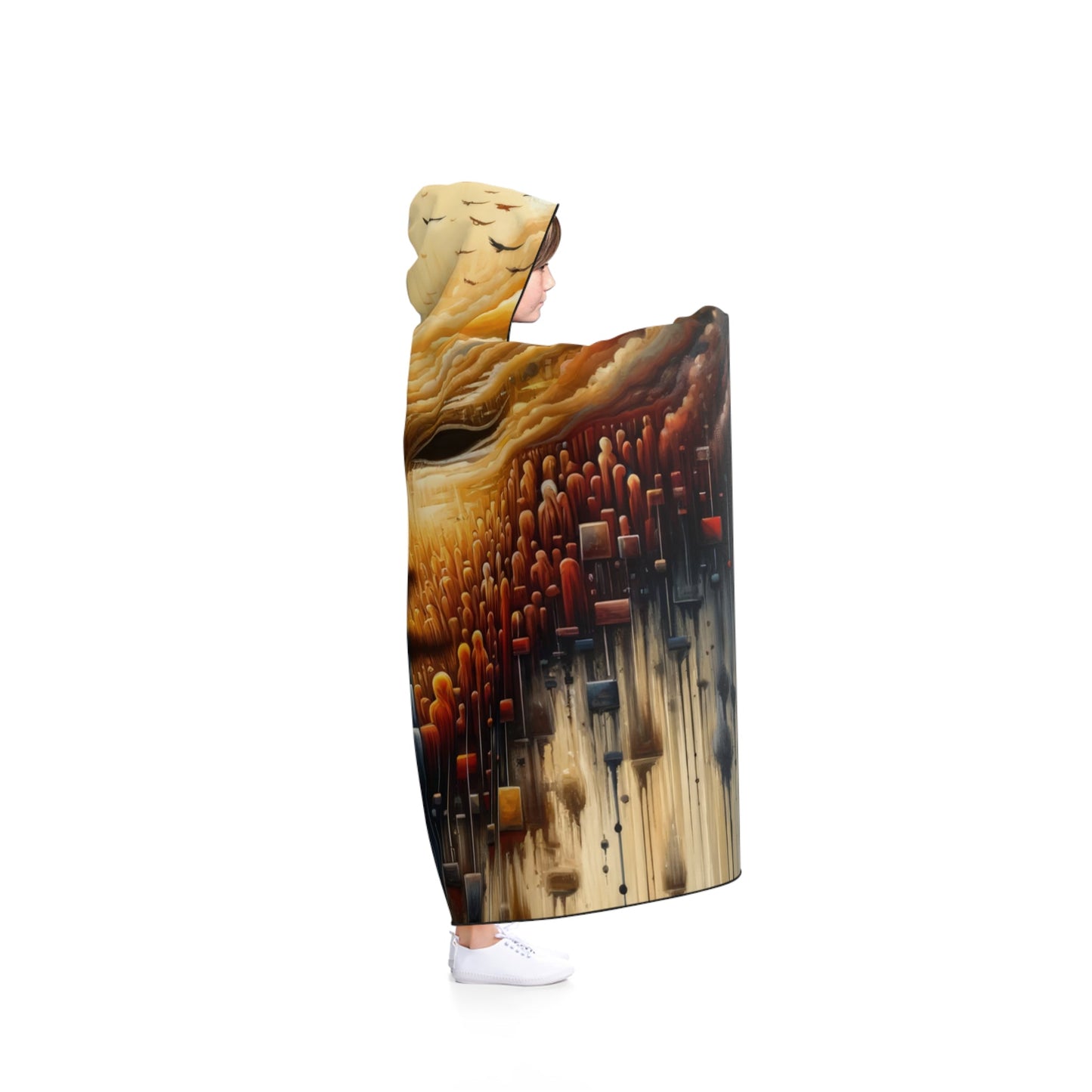 Subdued Revolutionary Currents Hooded Blanket - ATUH.ART