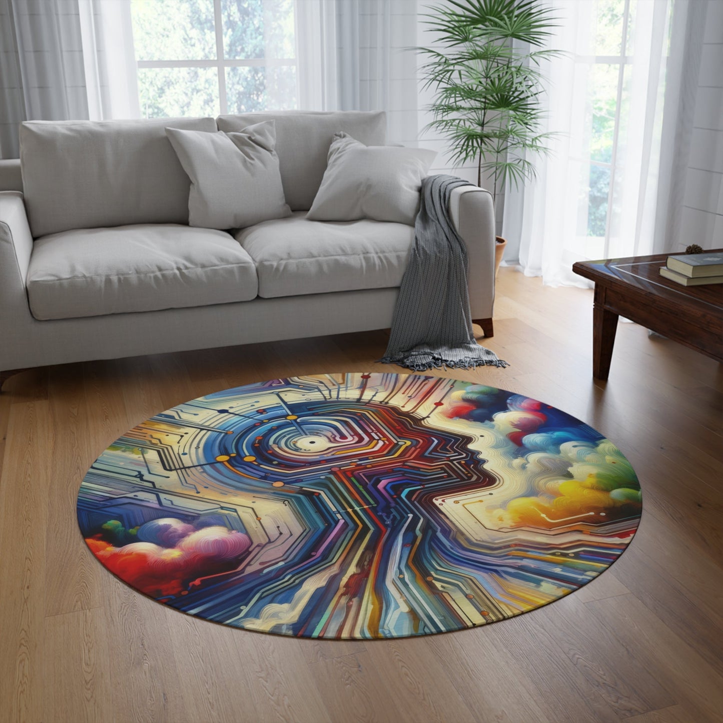 Supportive Digital Empathy Round Rug - ATUH.ART