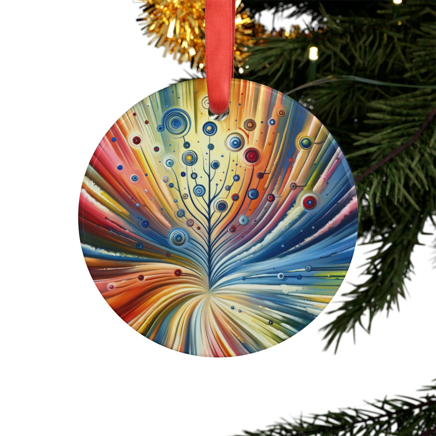 Sustainable Ripple Abstract Acrylic Ornament with Ribbon - ATUH.ART