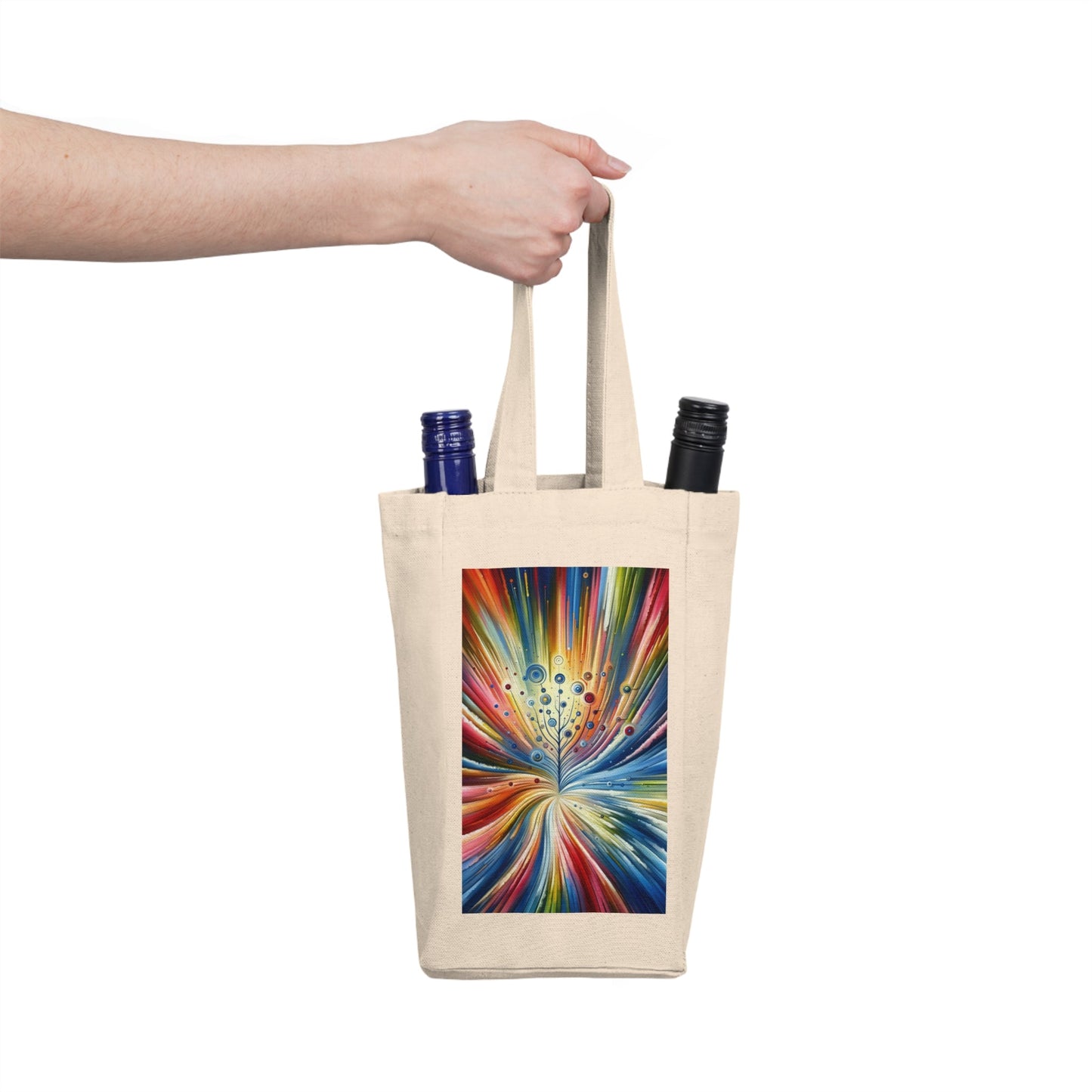 Sustainable Ripple Abstract Double Wine Tote Bag - ATUH.ART