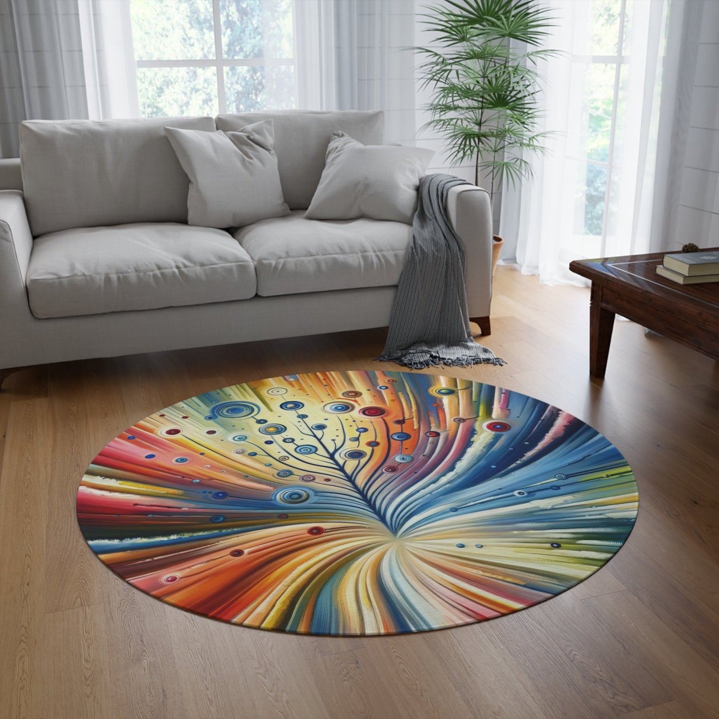 Sustainable Ripple Abstract Round Rug - ATUH.ART