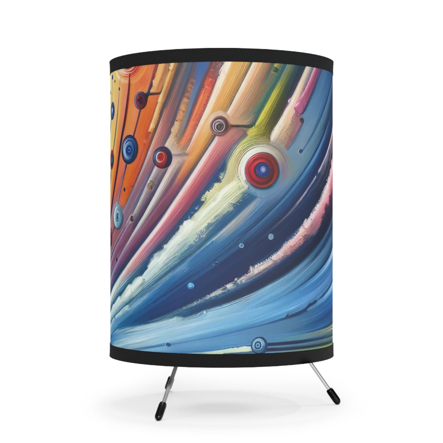 Sustainable Ripple Abstract Tripod Lamp with High-Res Printed Shade, US\CA plug - ATUH.ART