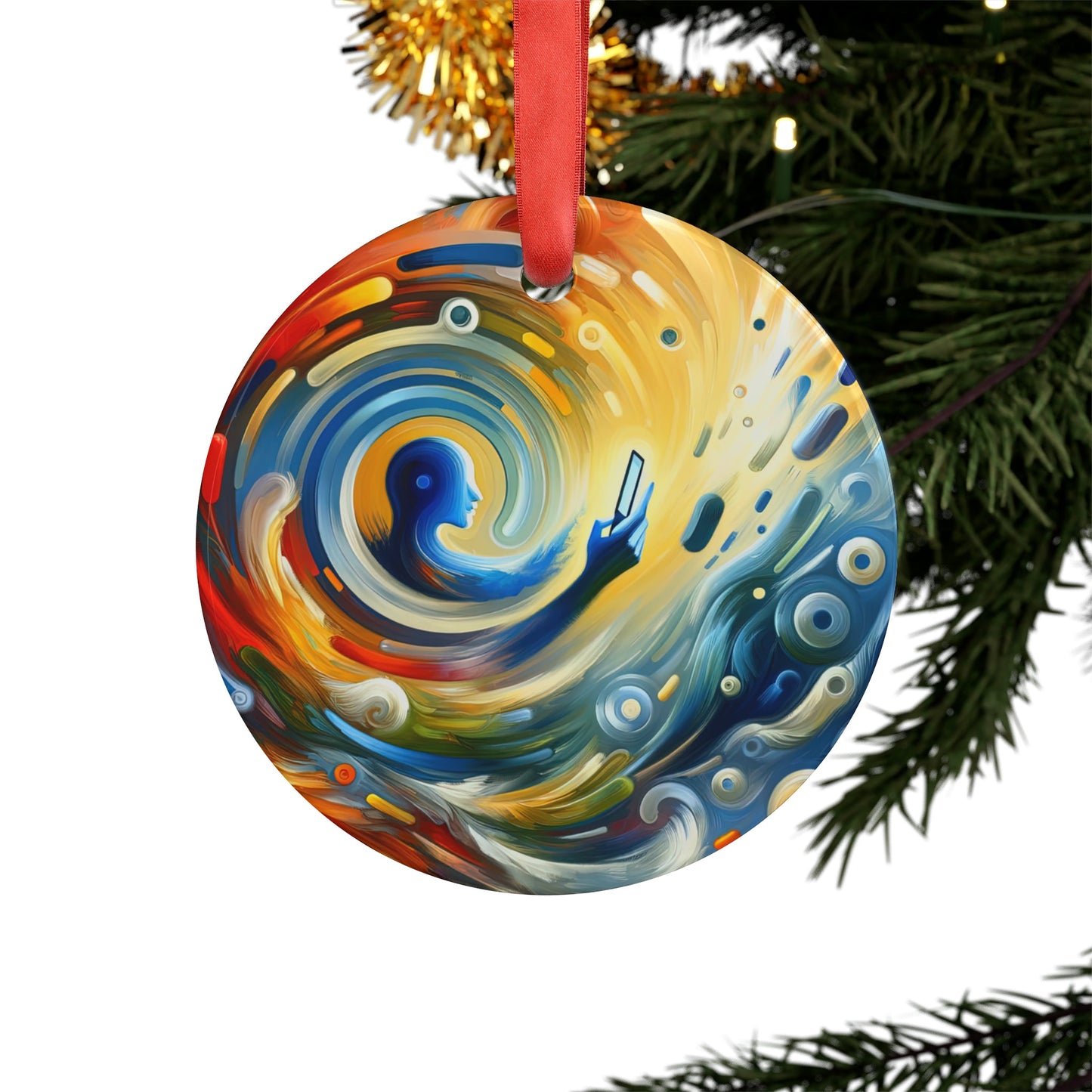 Swipe Connection Tachism Acrylic Ornament with Ribbon - ATUH.ART