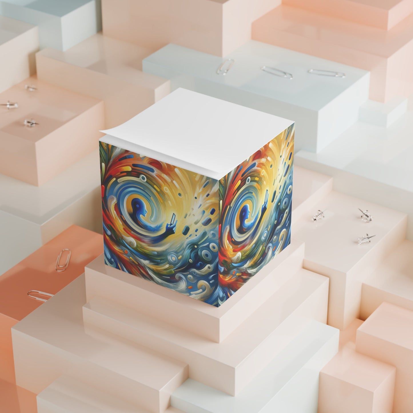 Swipe Connection Tachism Note Cube - ATUH.ART
