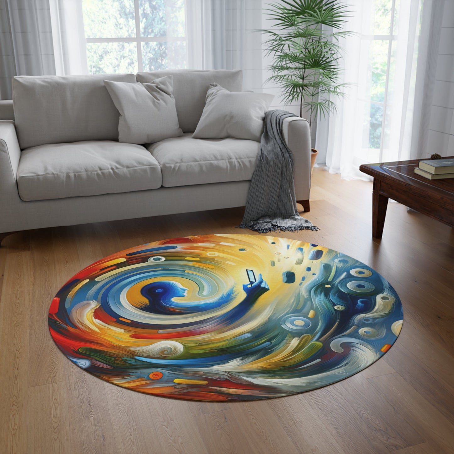 Swipe Connection Tachism Round Rug - ATUH.ART
