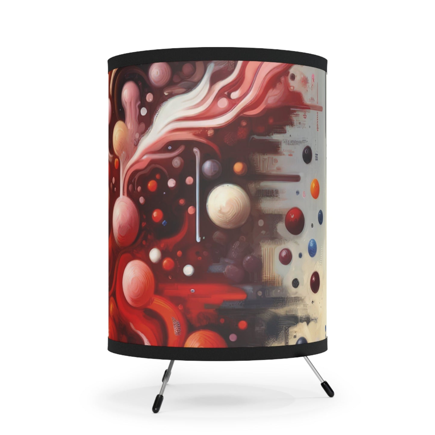Symbiotic Exchange Abstract Tripod Lamp with High-Res Printed Shade, US\CA plug - ATUH.ART