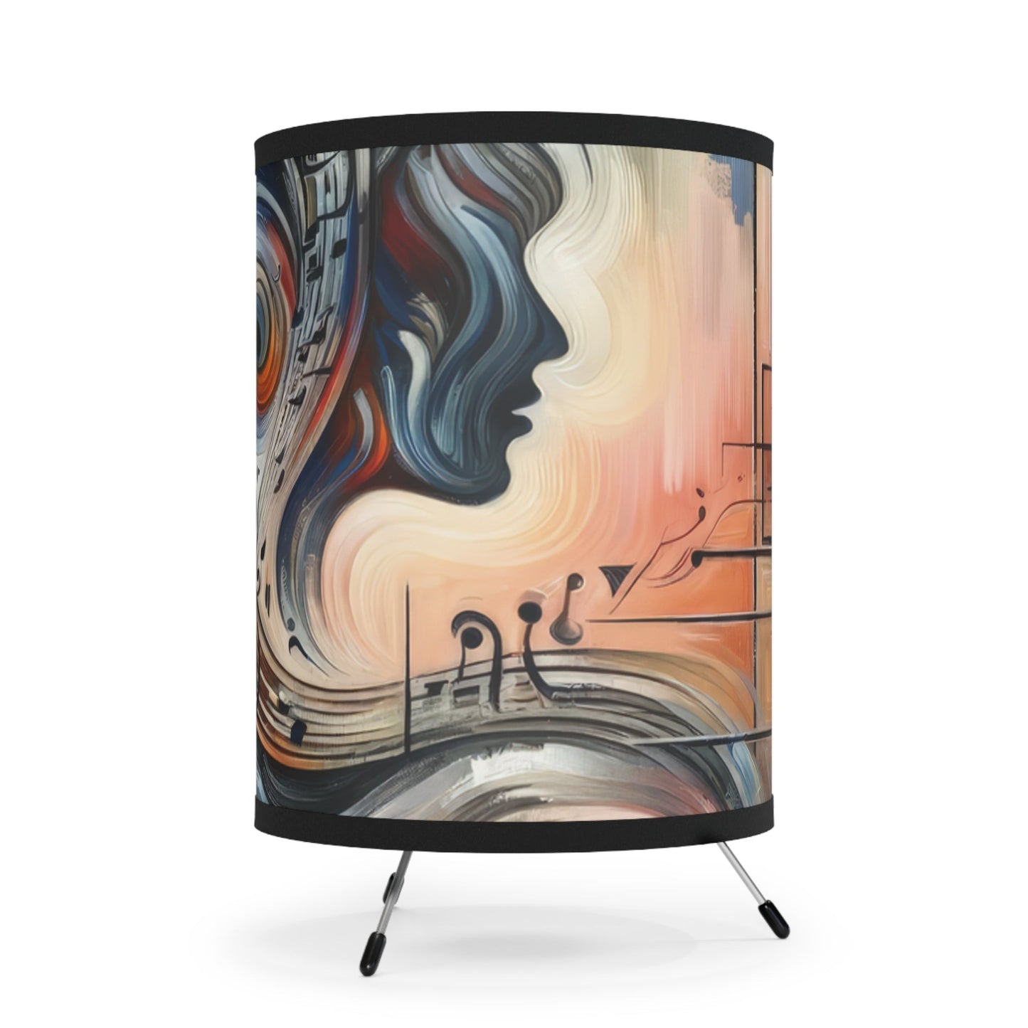 Symphonic Empathic Swirls Tripod Lamp with High-Res Printed Shade, US\CA plug - ATUH.ART