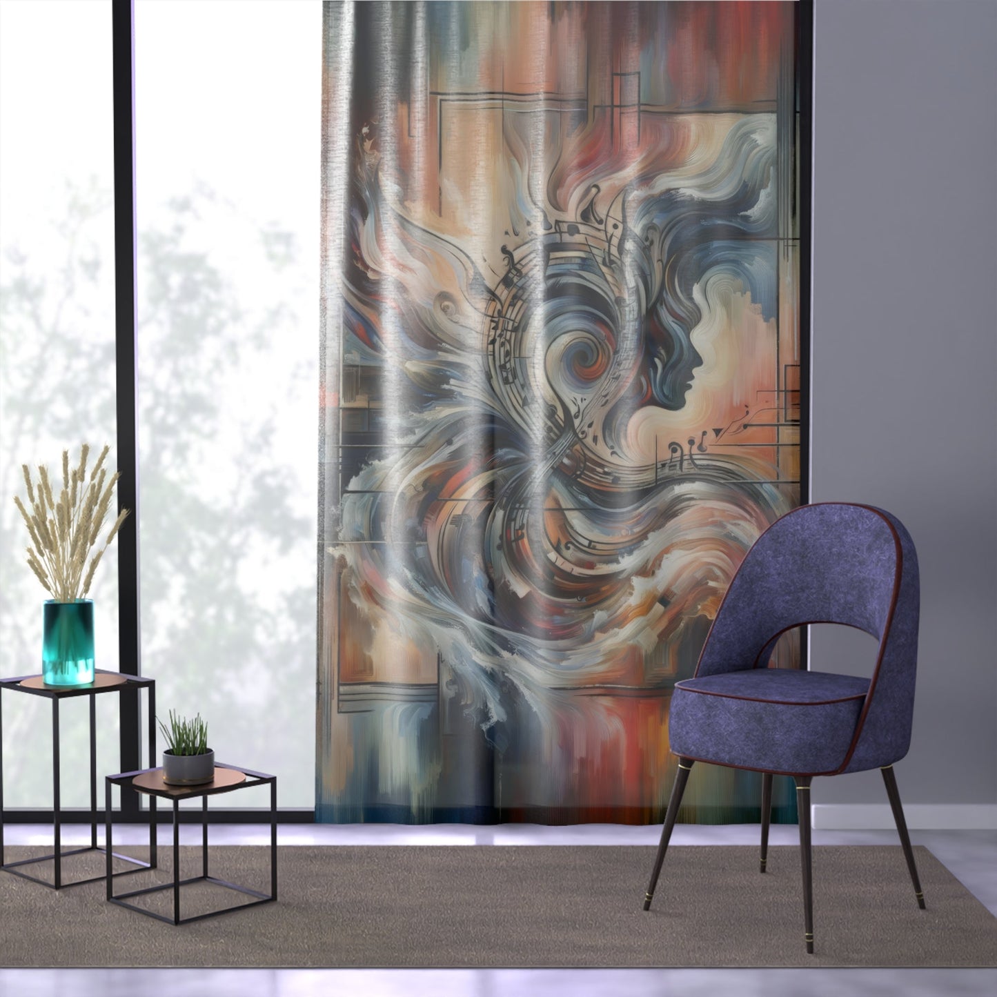 Symphonic Empathic Swirls Window Curtain - ATUH.ART