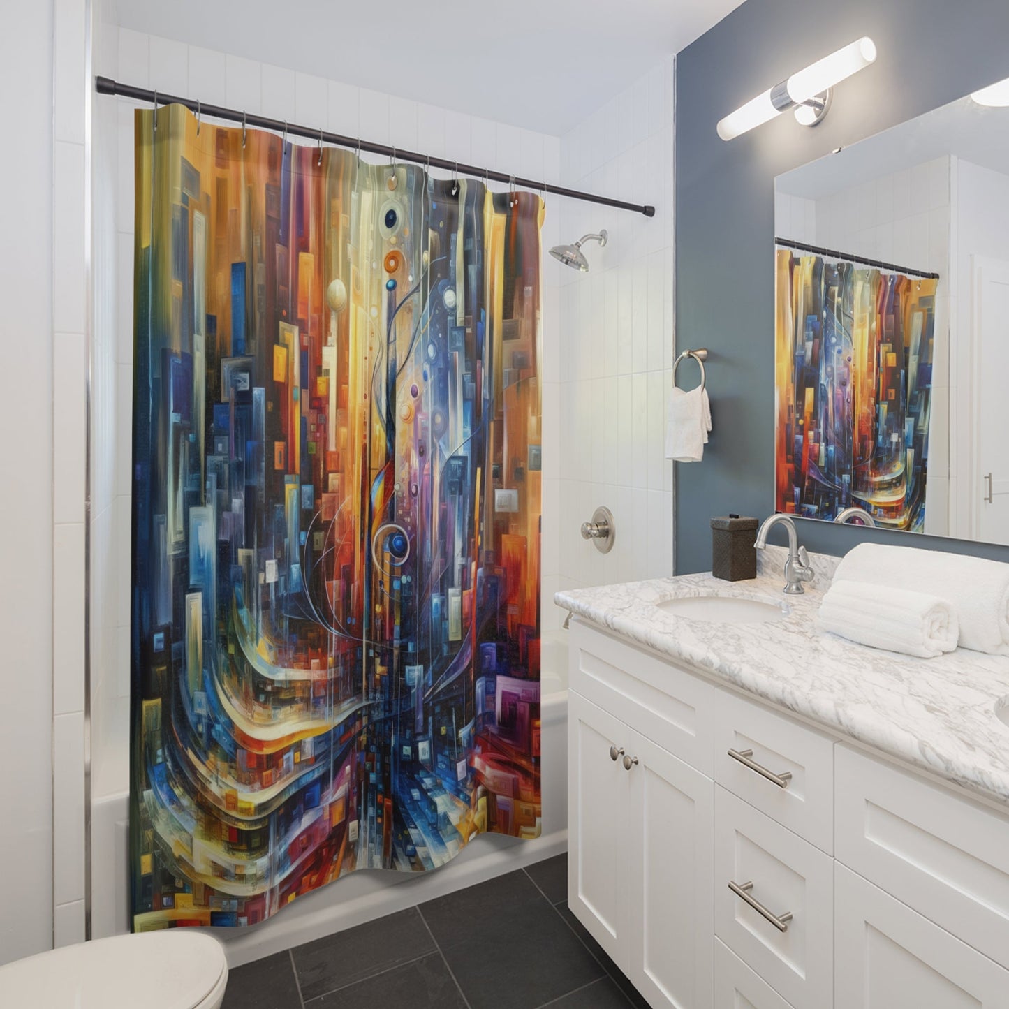 Symphonic Glass Resonance Shower Curtains - ATUH.ART