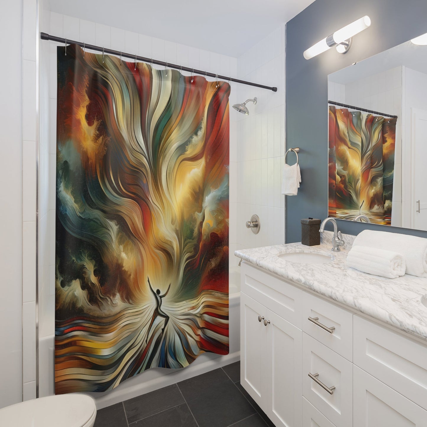 Symphonic Interconnectedness Shift Shower Curtains - ATUH.ART