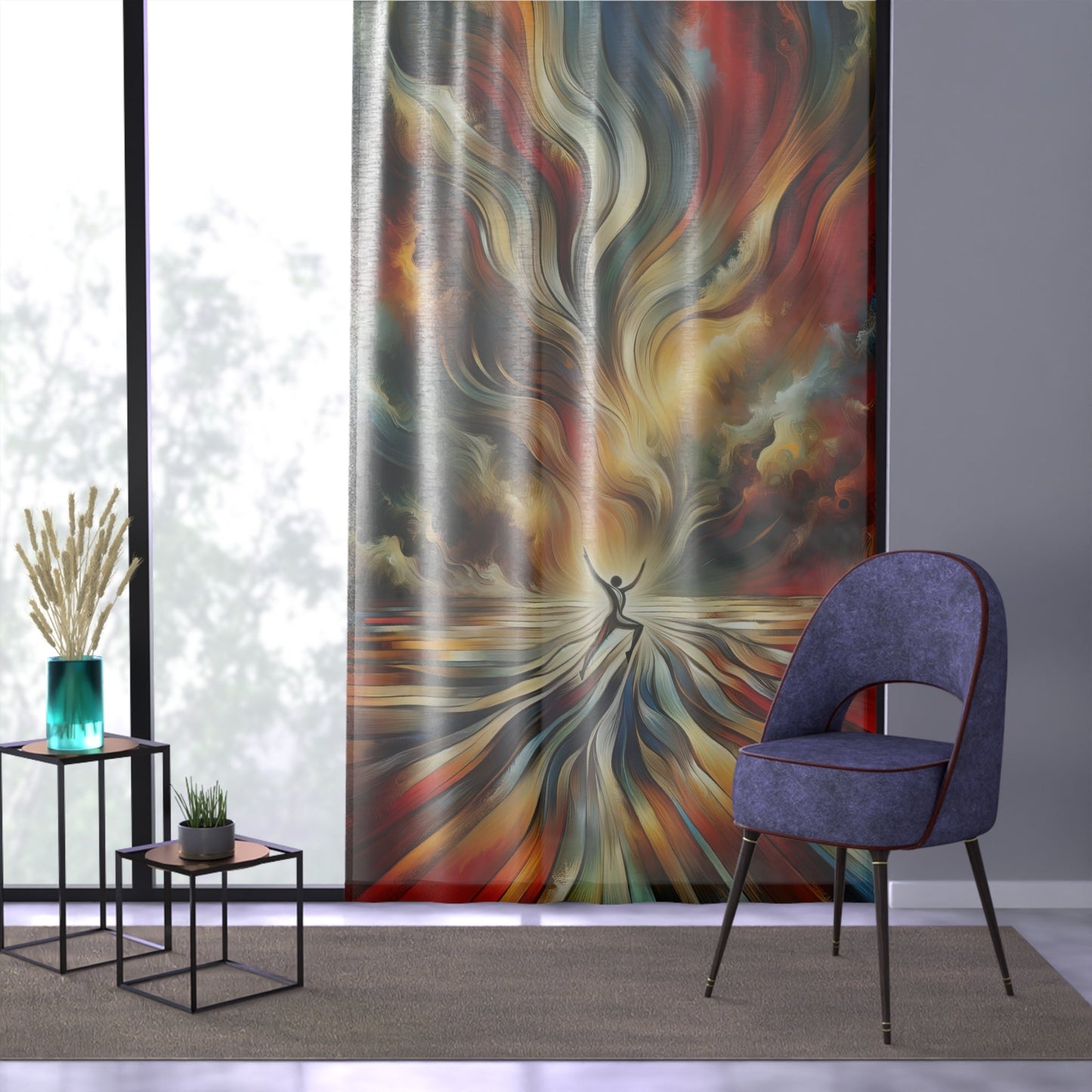 Symphonic Interconnectedness Shift Window Curtain - ATUH.ART