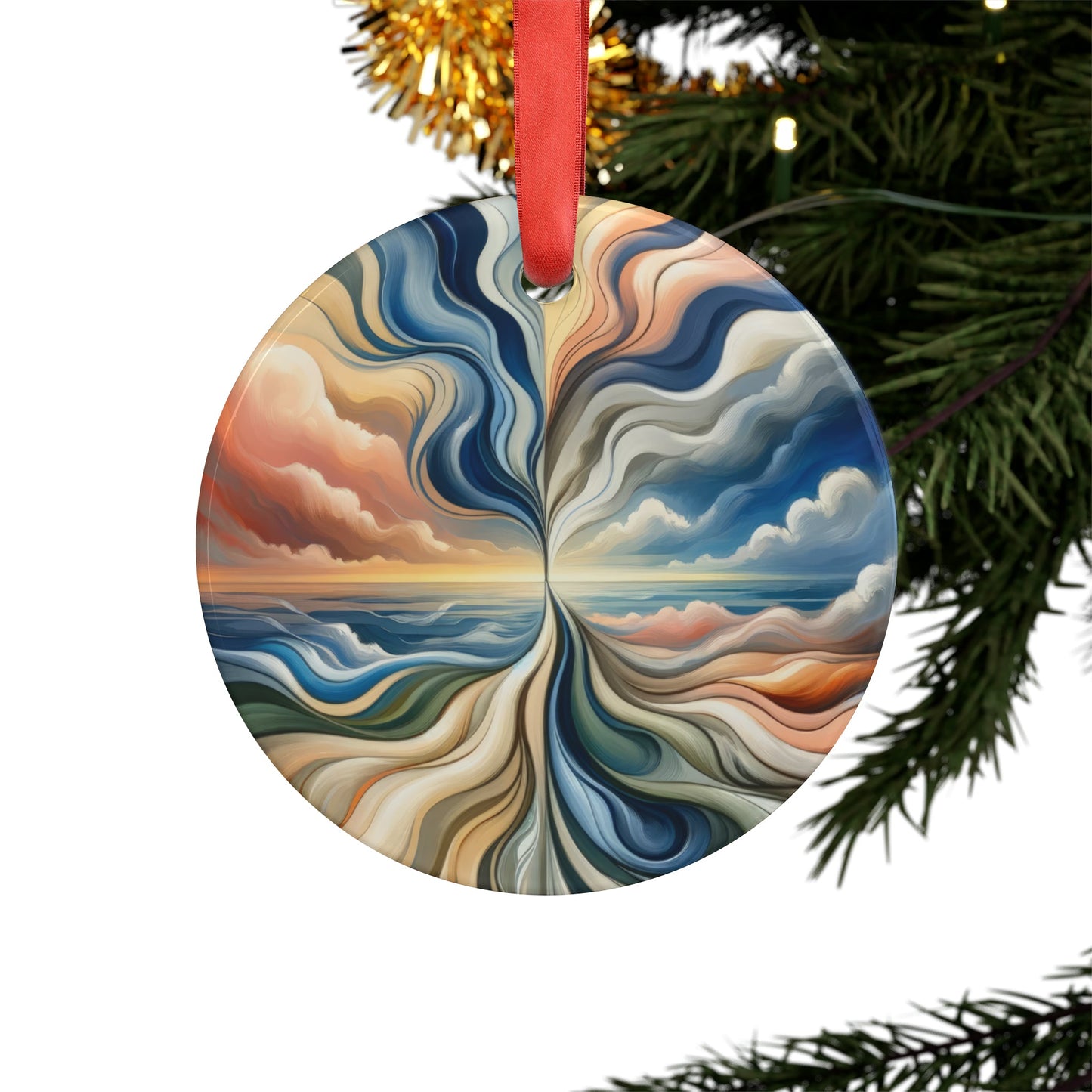 Tachism Confluence Harmony Acrylic Ornament with Ribbon - ATUH.ART