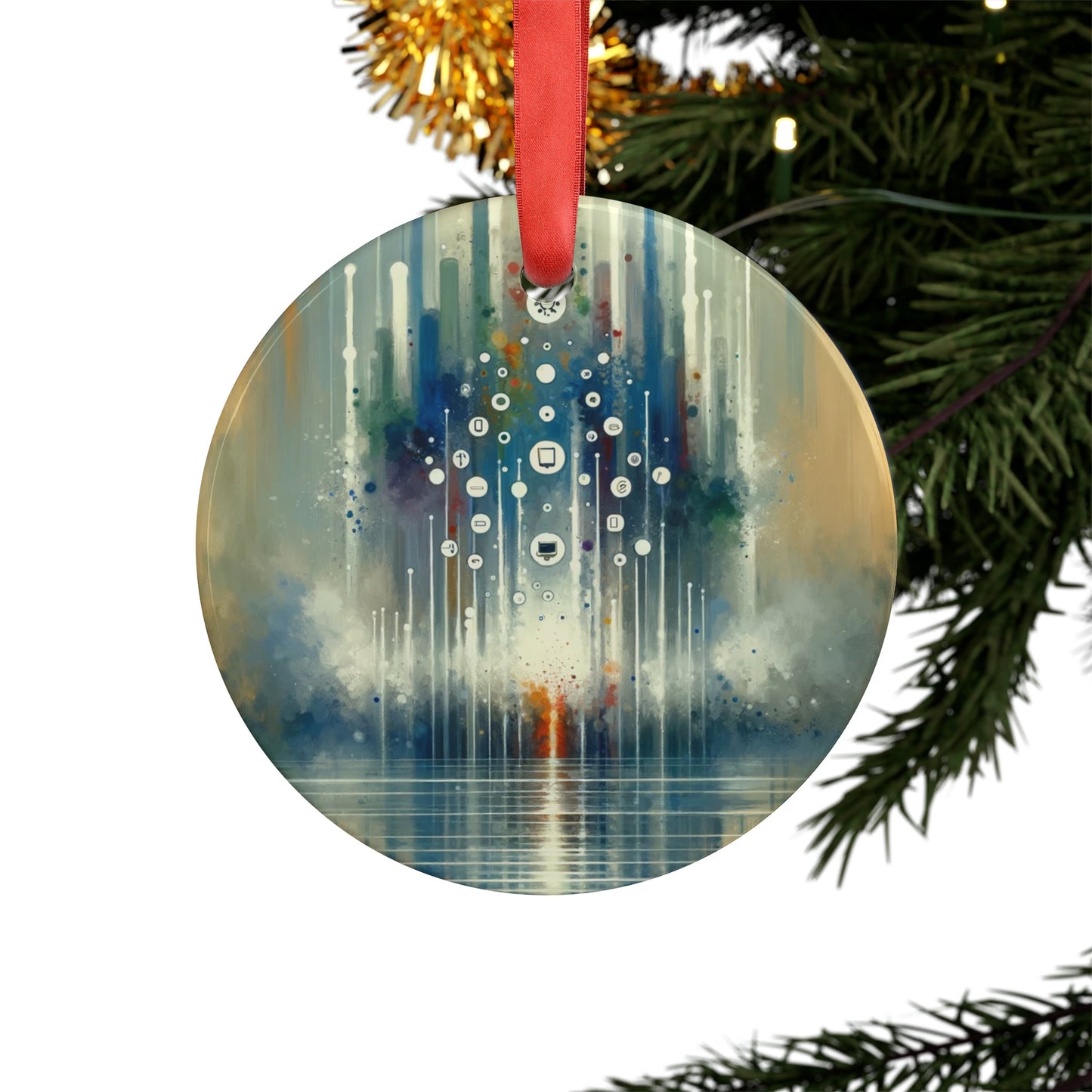 Tachism Digital Escape Acrylic Ornament with Ribbon - ATUH.ART