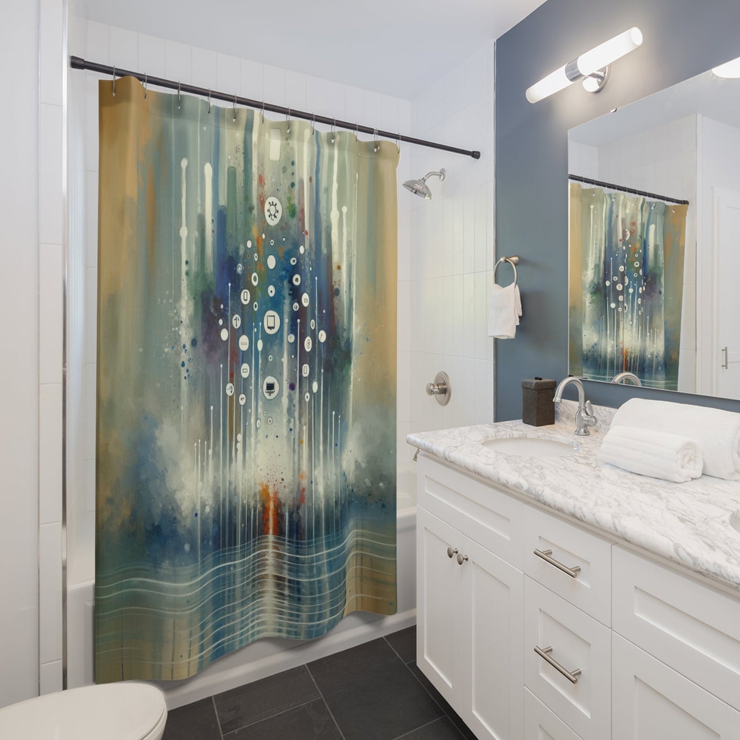 Tachism Digital Escape Shower Curtains - ATUH.ART