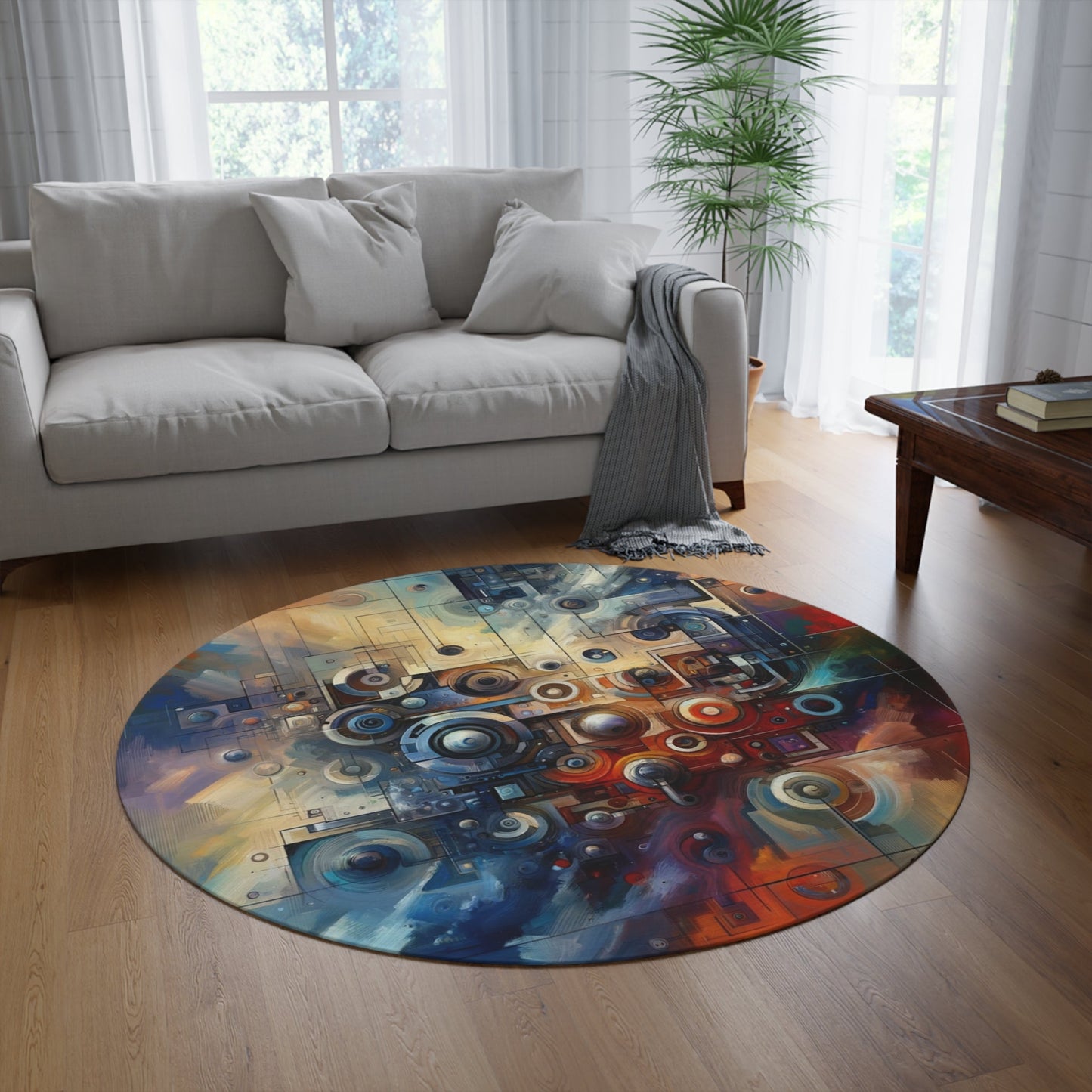 Tech Gratitude Fusion Round Rug - ATUH.ART