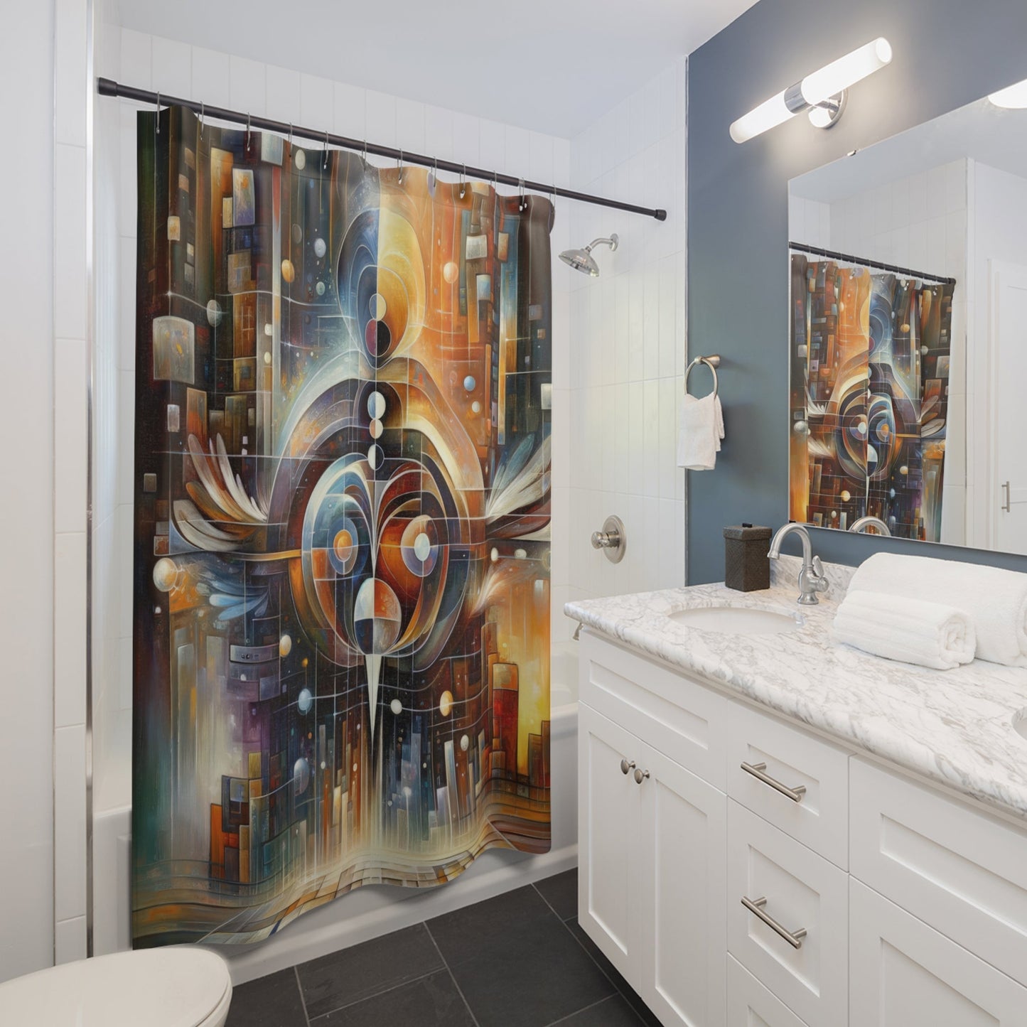 Tech Spirit Balance Shower Curtains - ATUH.ART