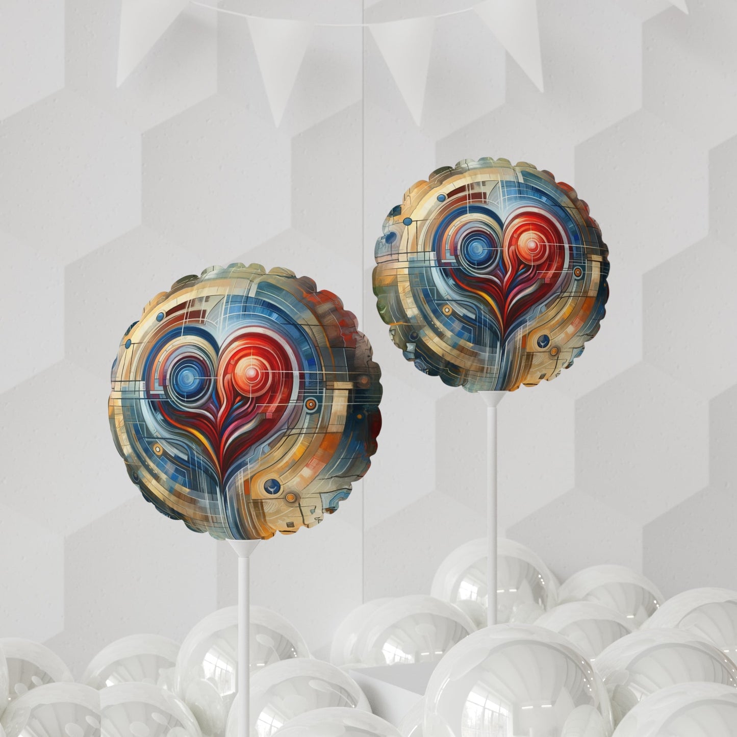 Techno Heart Harmony Balloon (Round and Heart-shaped), 11" - ATUH.ART