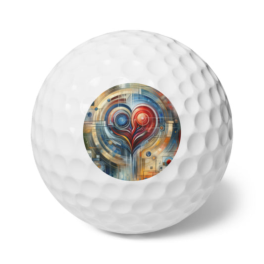 Techno Heart Harmony Golf Balls, 6pcs - ATUH.ART