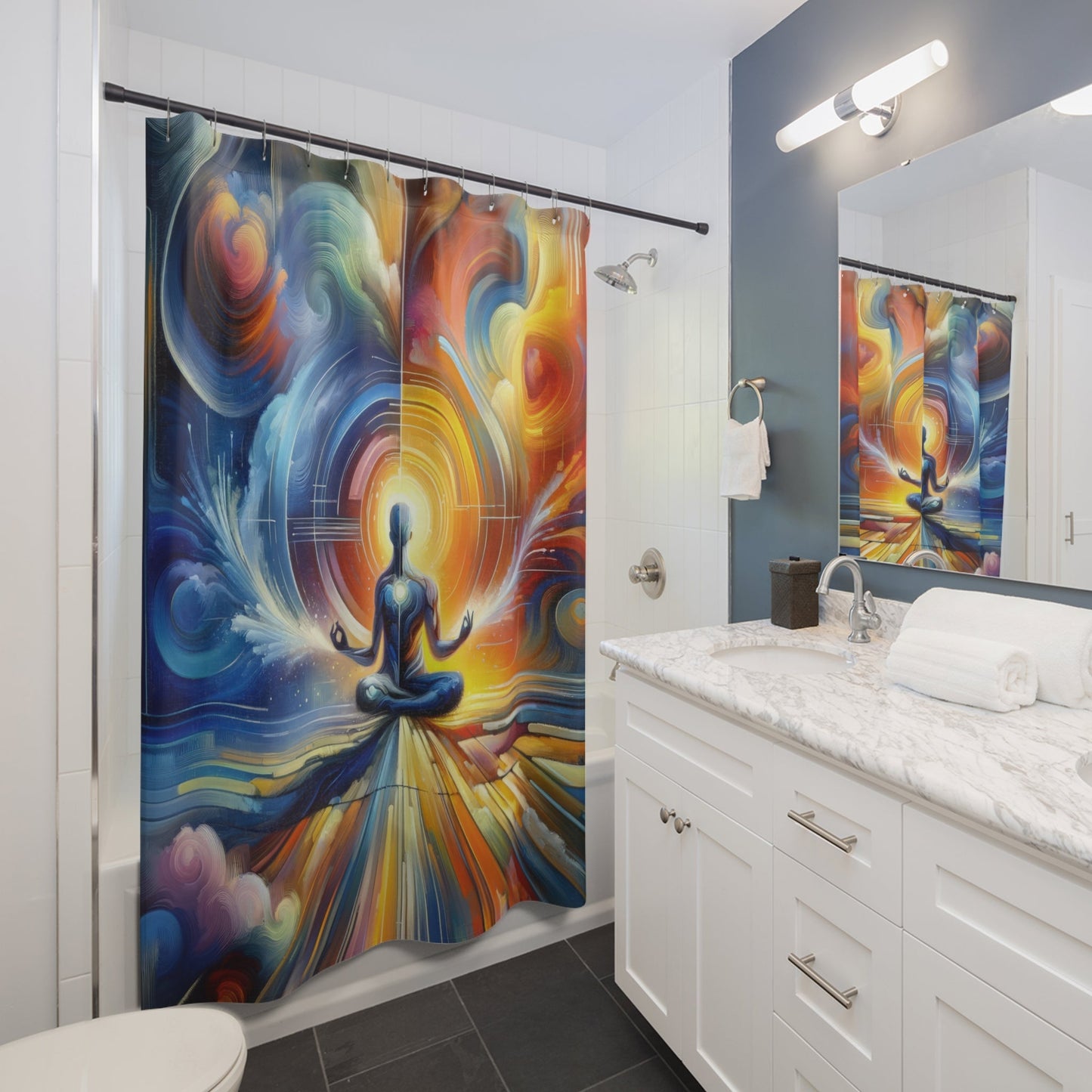 Techno Spiritual Synthesis Shower Curtains - ATUH.ART