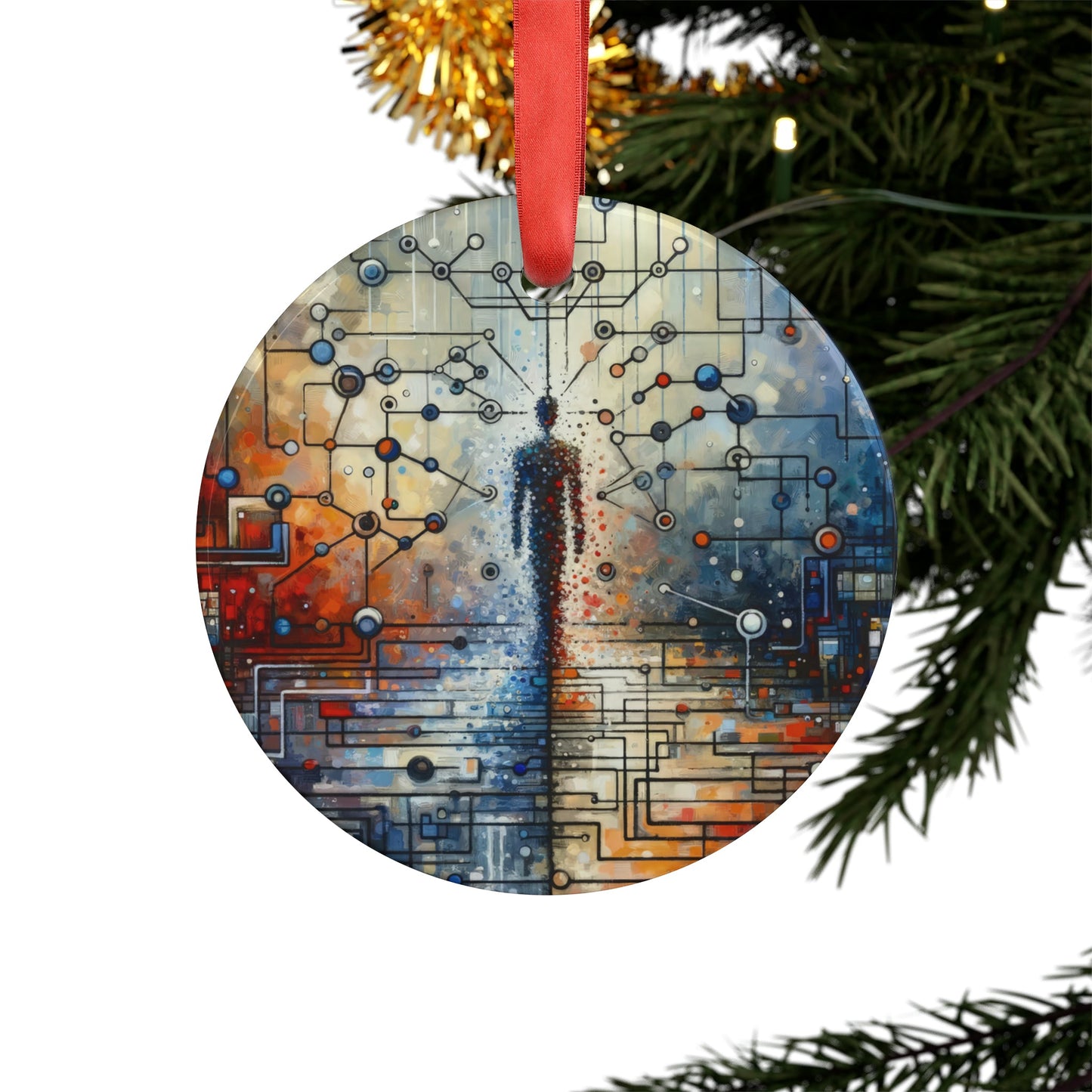 Technological Connectivity Bridge Acrylic Ornament with Ribbon - ATUH.ART