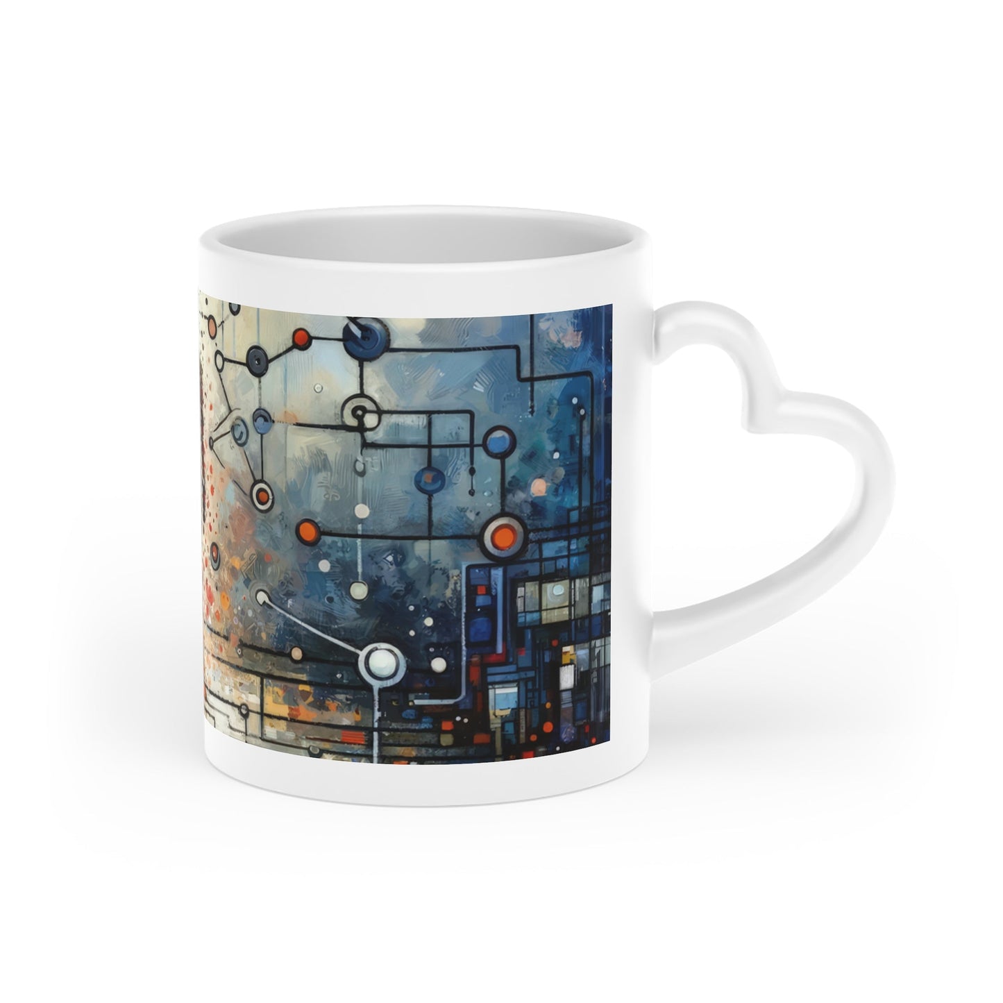 Technological Connectivity Bridge Heart-Shaped Mug - ATUH.ART