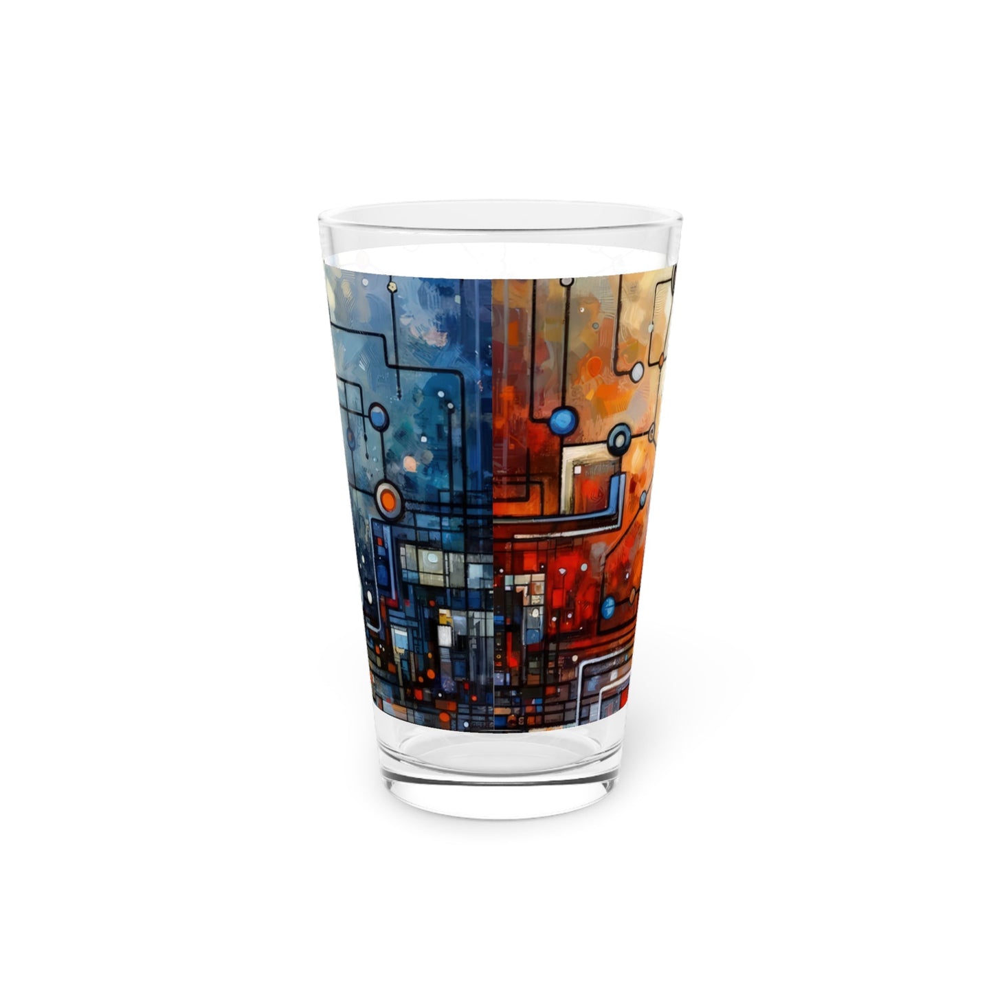 Technological Connectivity Bridge Pint Glass, 16oz - ATUH.ART