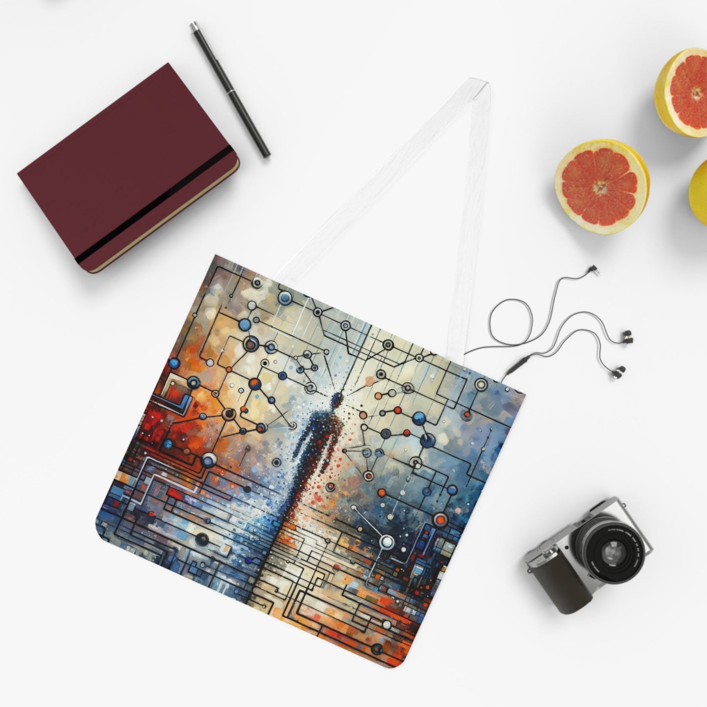 Technological Connectivity Bridge Shoulder Tote Bag (AOP) - ATUH.ART