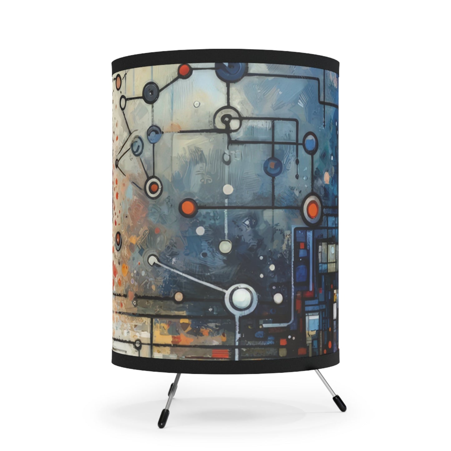 Technological Connectivity Bridge Tripod Lamp with High-Res Printed Shade, US\CA plug - ATUH.ART