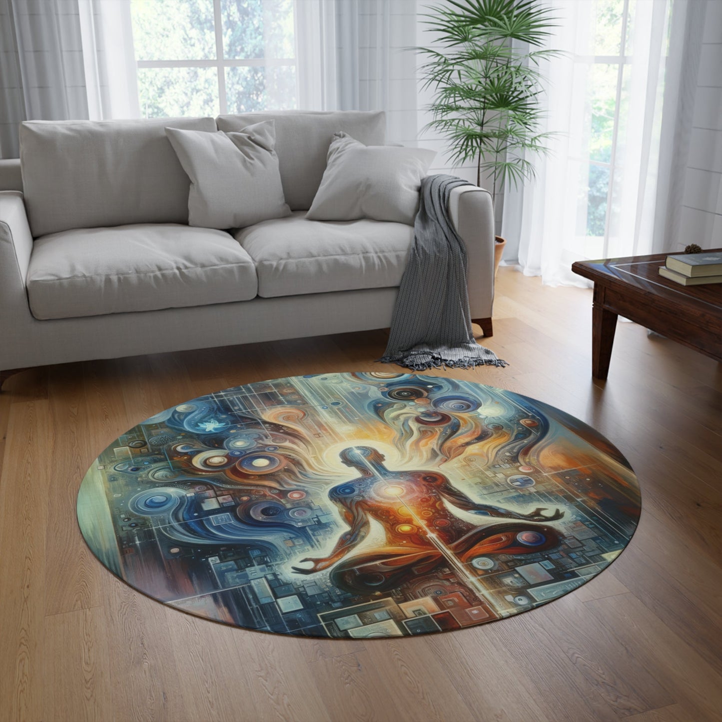 Technological Spiritual Synthesis Round Rug - ATUH.ART