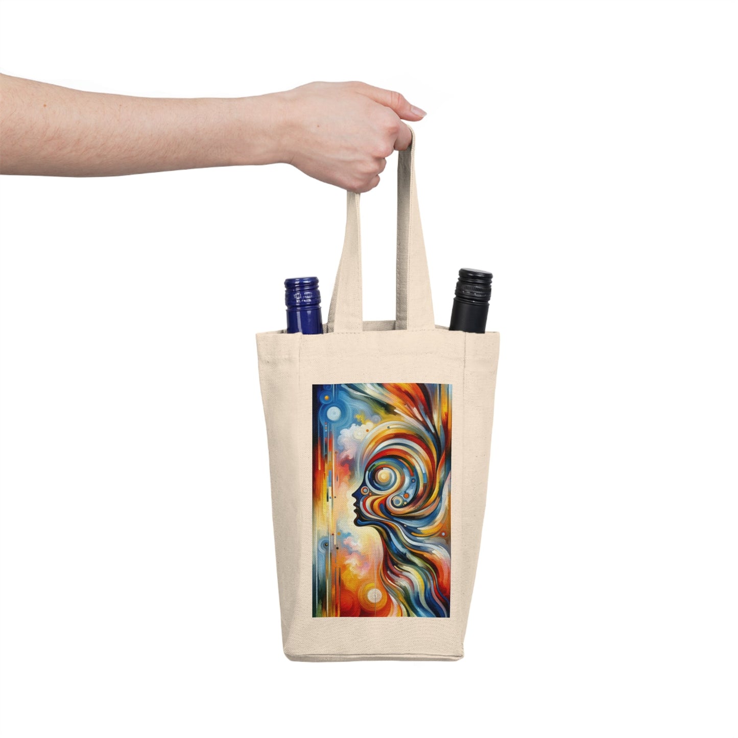Transformative Harmonic Tachism Double Wine Tote Bag - ATUH.ART