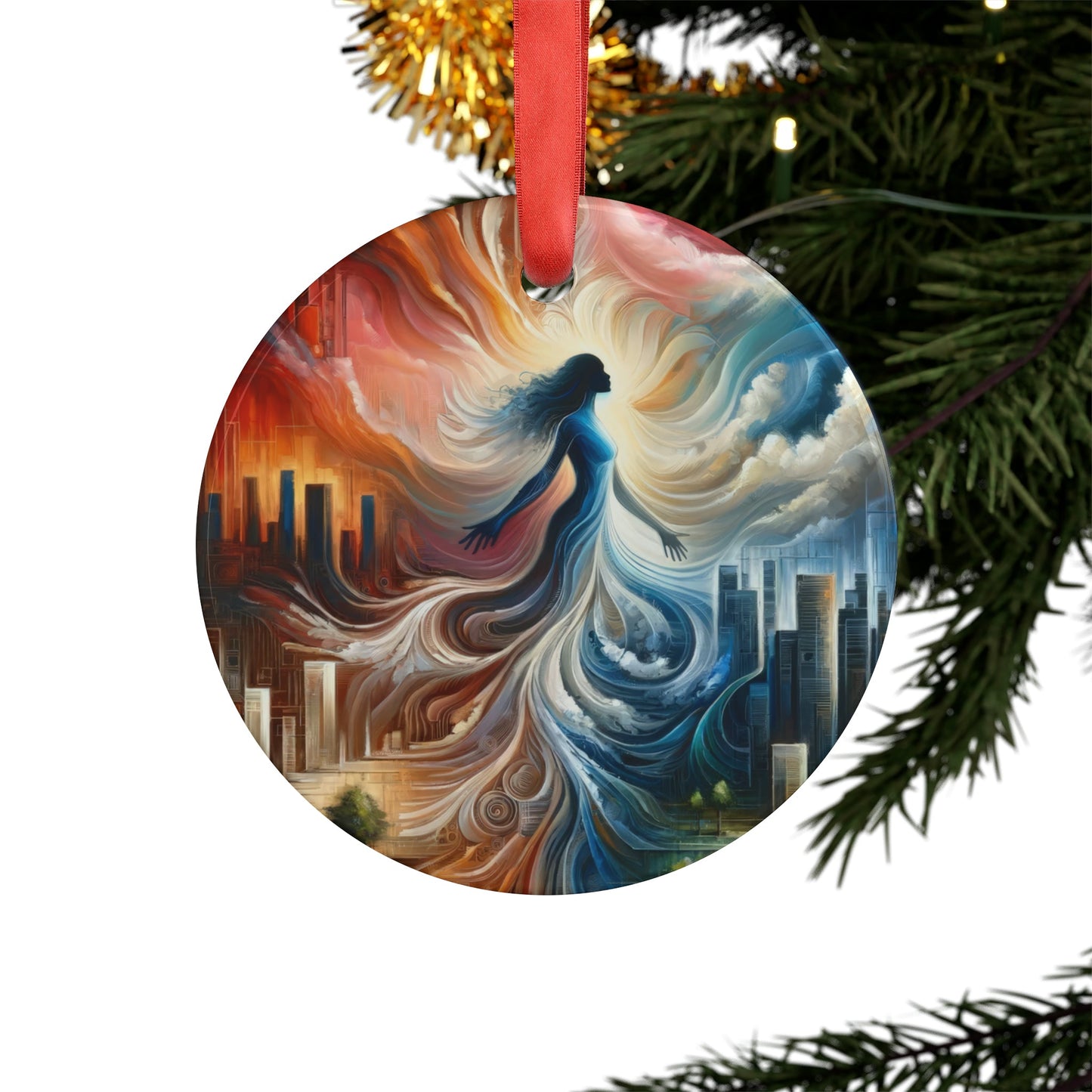 Transformative Tachism Emergence Acrylic Ornament with Ribbon - ATUH.ART