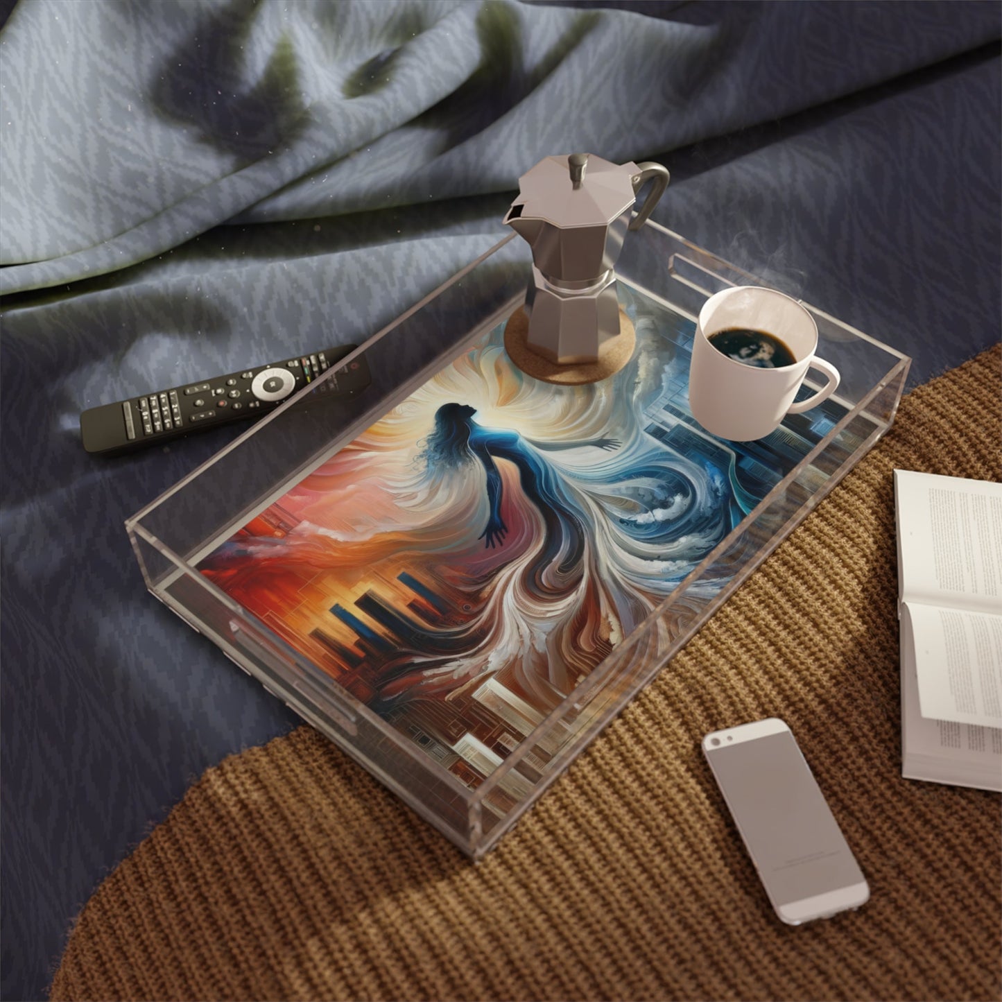 Transformative Tachism Emergence Acrylic Serving Tray - ATUH.ART