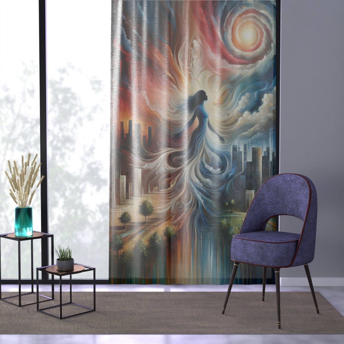 Transformative Tachism Emergence Window Curtain - ATUH.ART