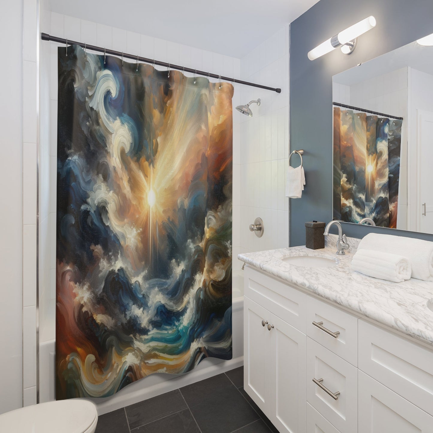 Tumultuous Sea Enlightenment Shower Curtains - ATUH.ART