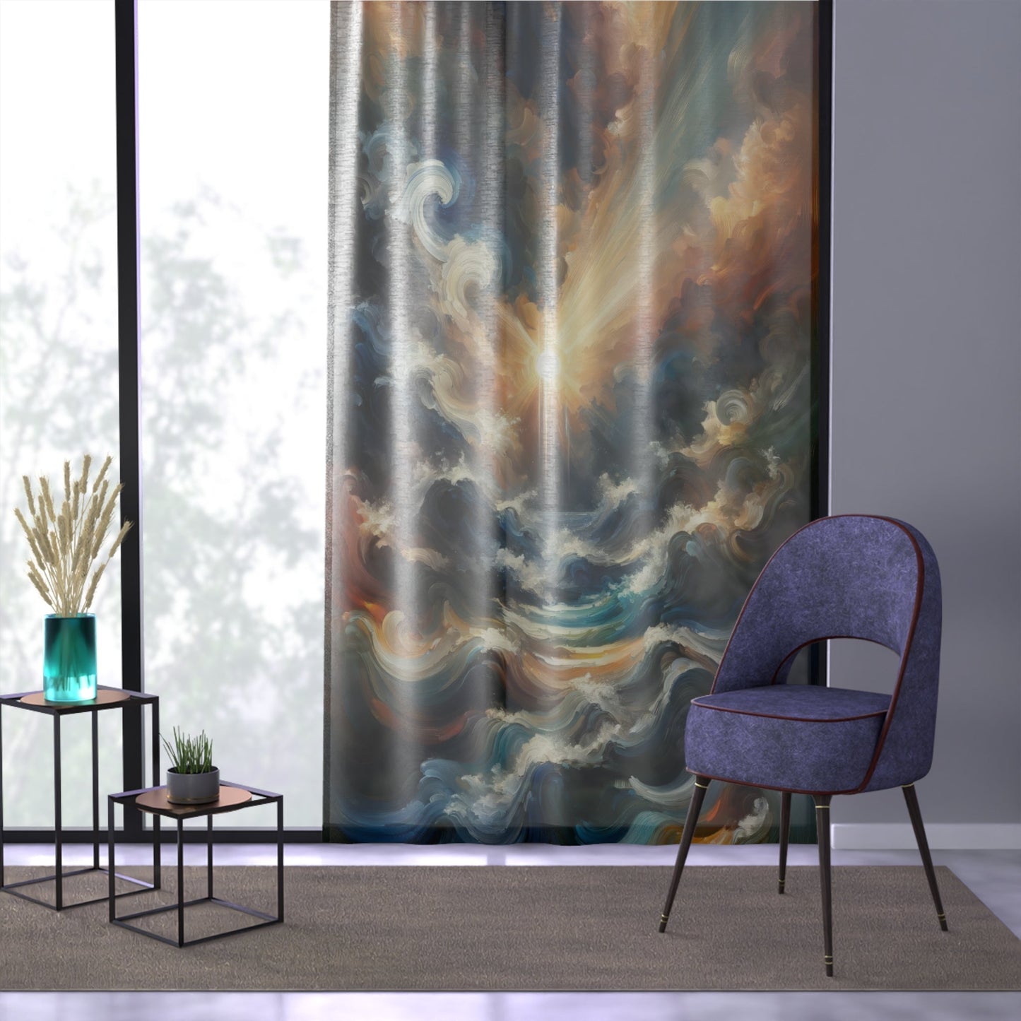 Tumultuous Sea Enlightenment Window Curtain - ATUH.ART