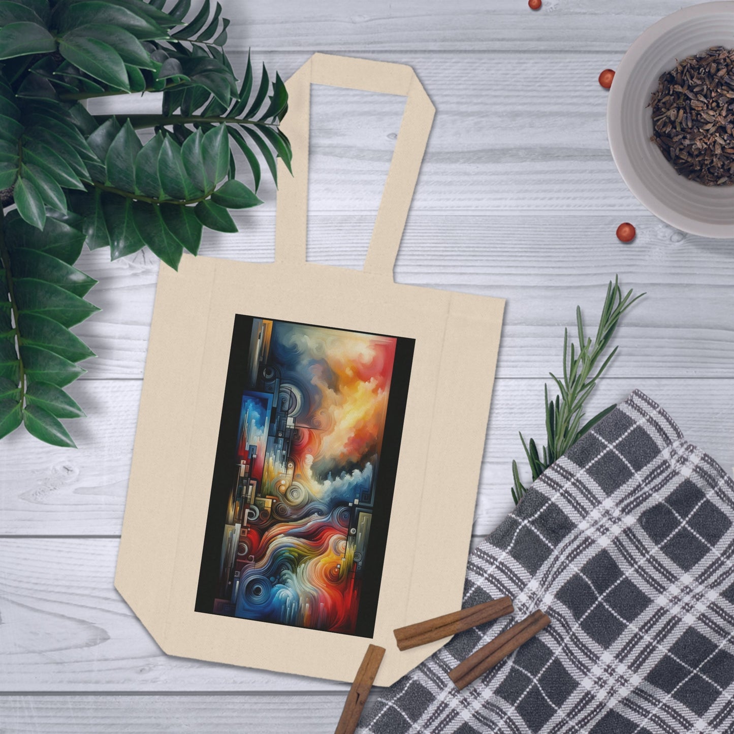 Tuning Essence Abstract Double Wine Tote Bag - ATUH.ART