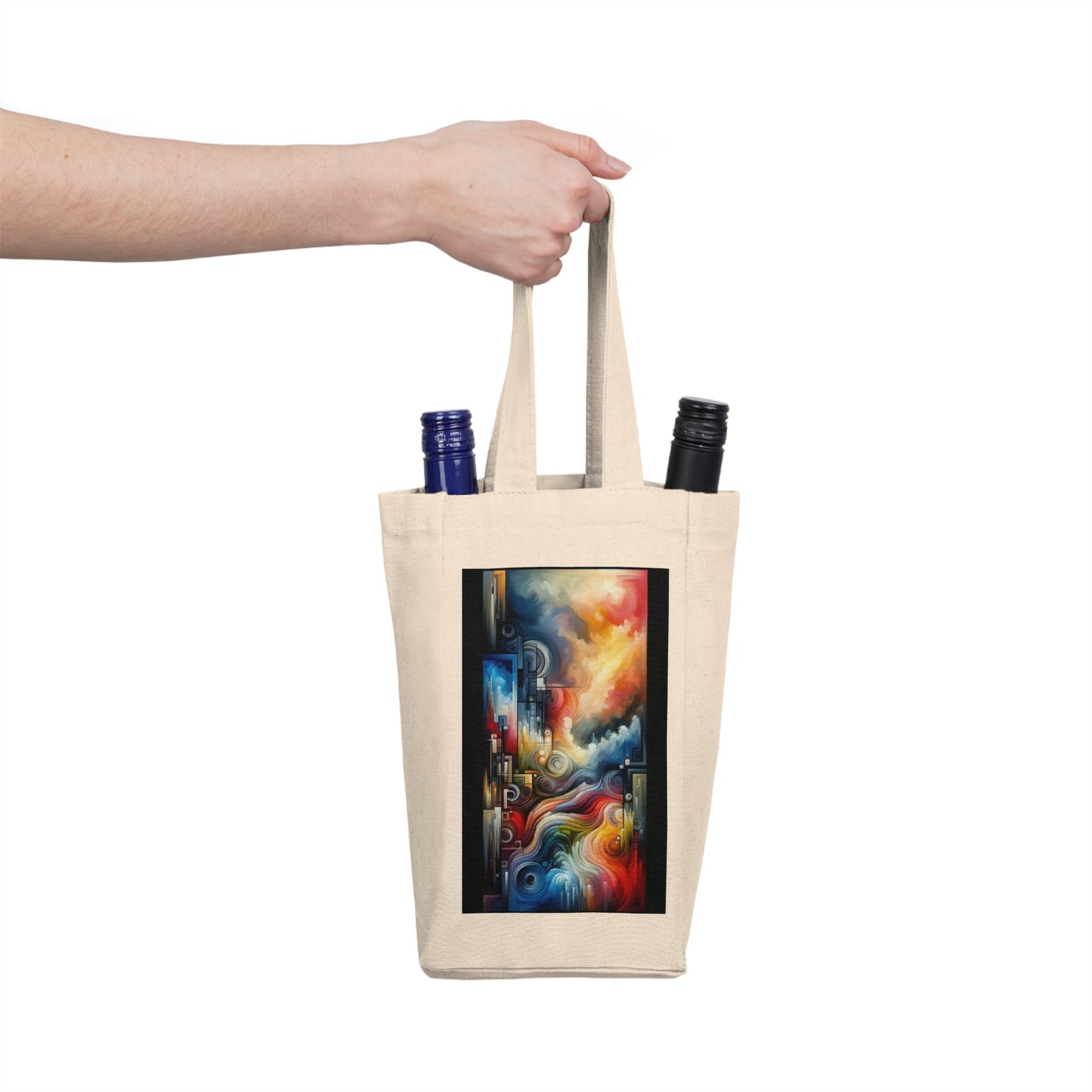 Tuning Essence Abstract Double Wine Tote Bag - ATUH.ART