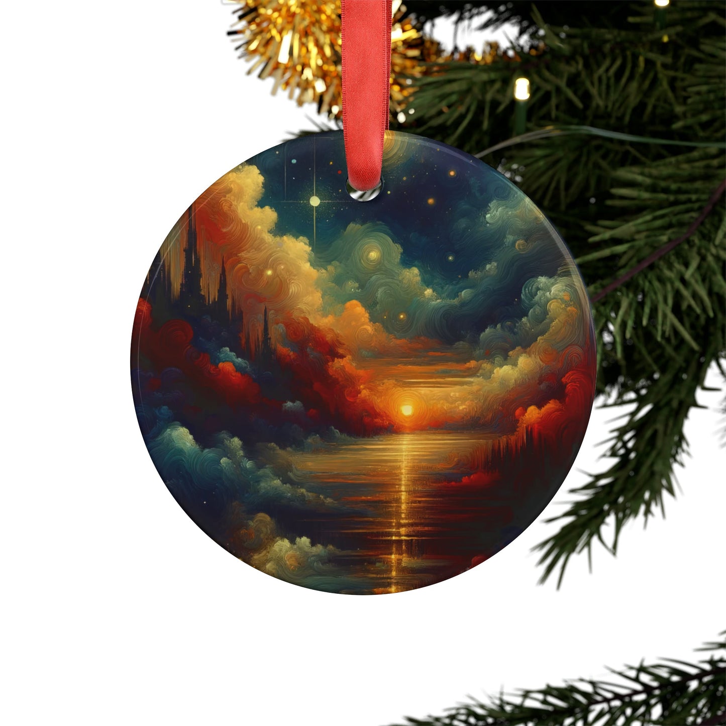 Twilight Velvet Transition Acrylic Ornament with Ribbon - ATUH.ART