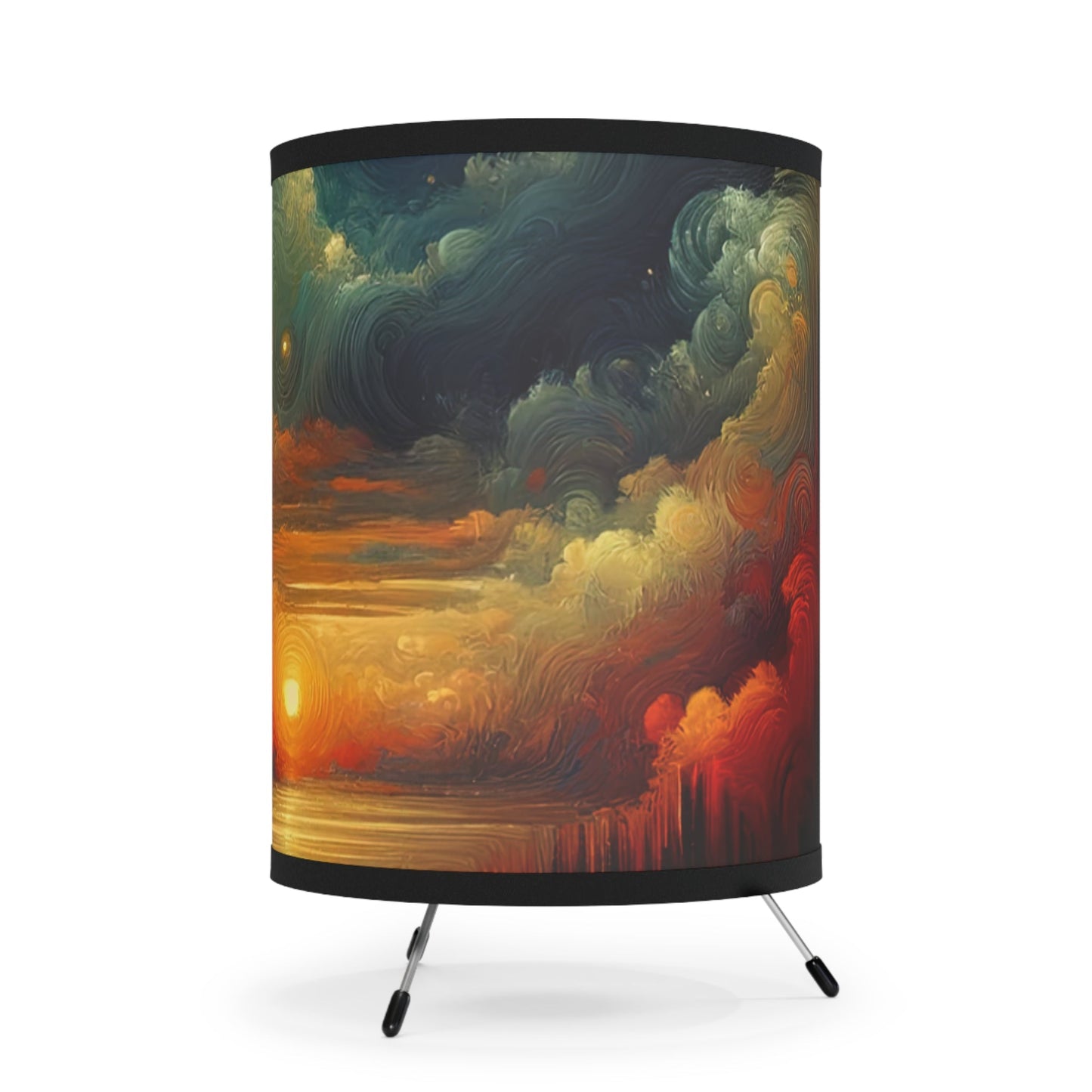 Twilight Velvet Transition Tripod Lamp with High-Res Printed Shade, US\CA plug - ATUH.ART
