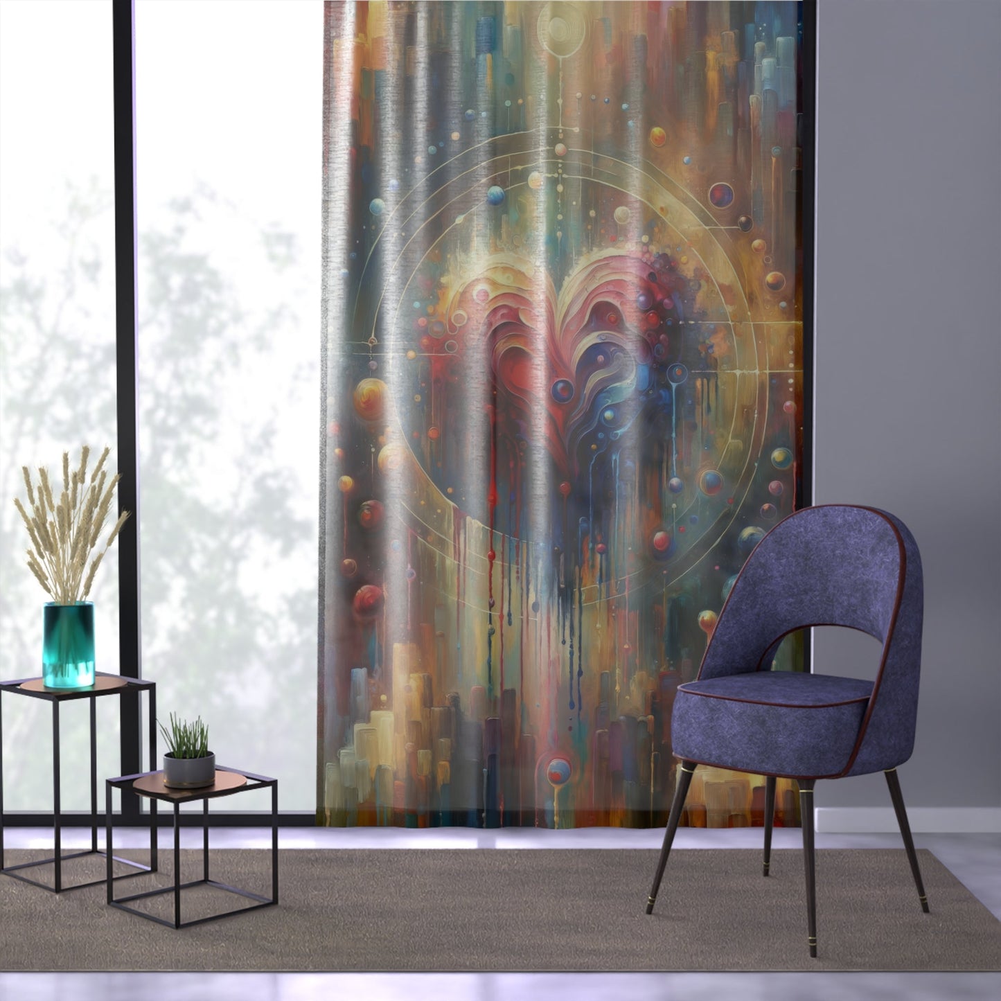Unified Heart Reflections Window Curtain - ATUH.ART
