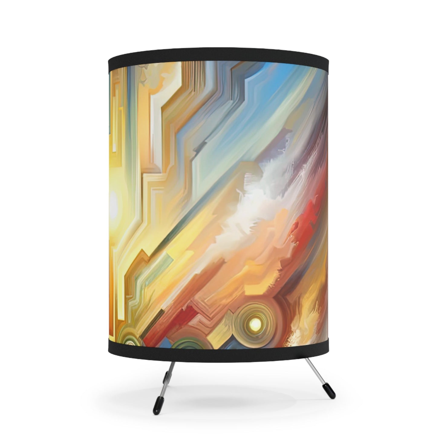 Unity Abstract Vibrancy Tripod Lamp with High-Res Printed Shade, US\CA plug - ATUH.ART