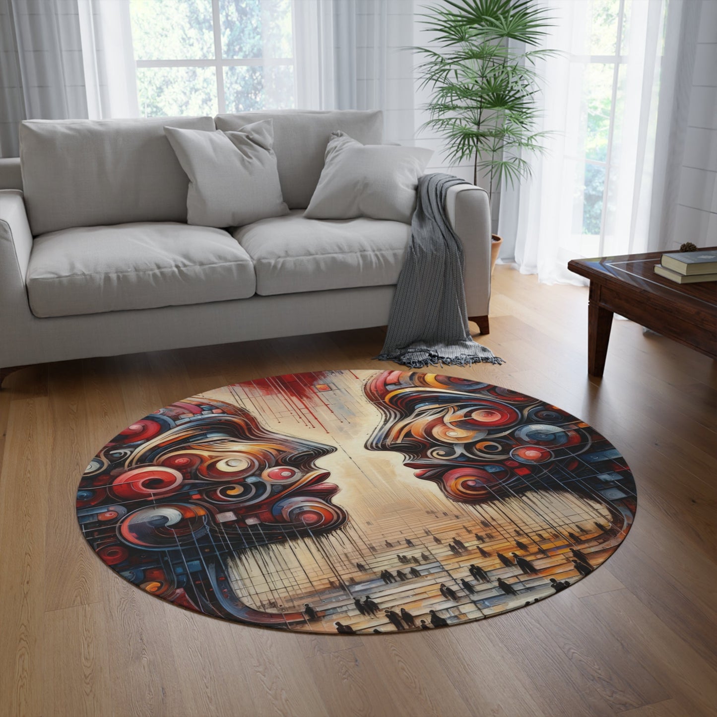 Unity Heartfelt Communication Round Rug - ATUH.ART