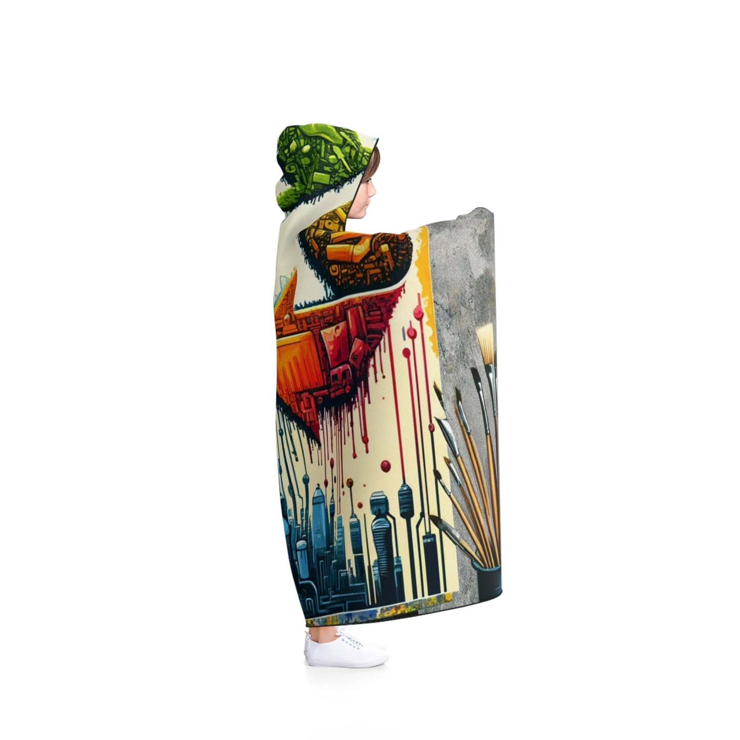 Upcycling Lifecycle Artistry Hooded Blanket - ATUH.ART