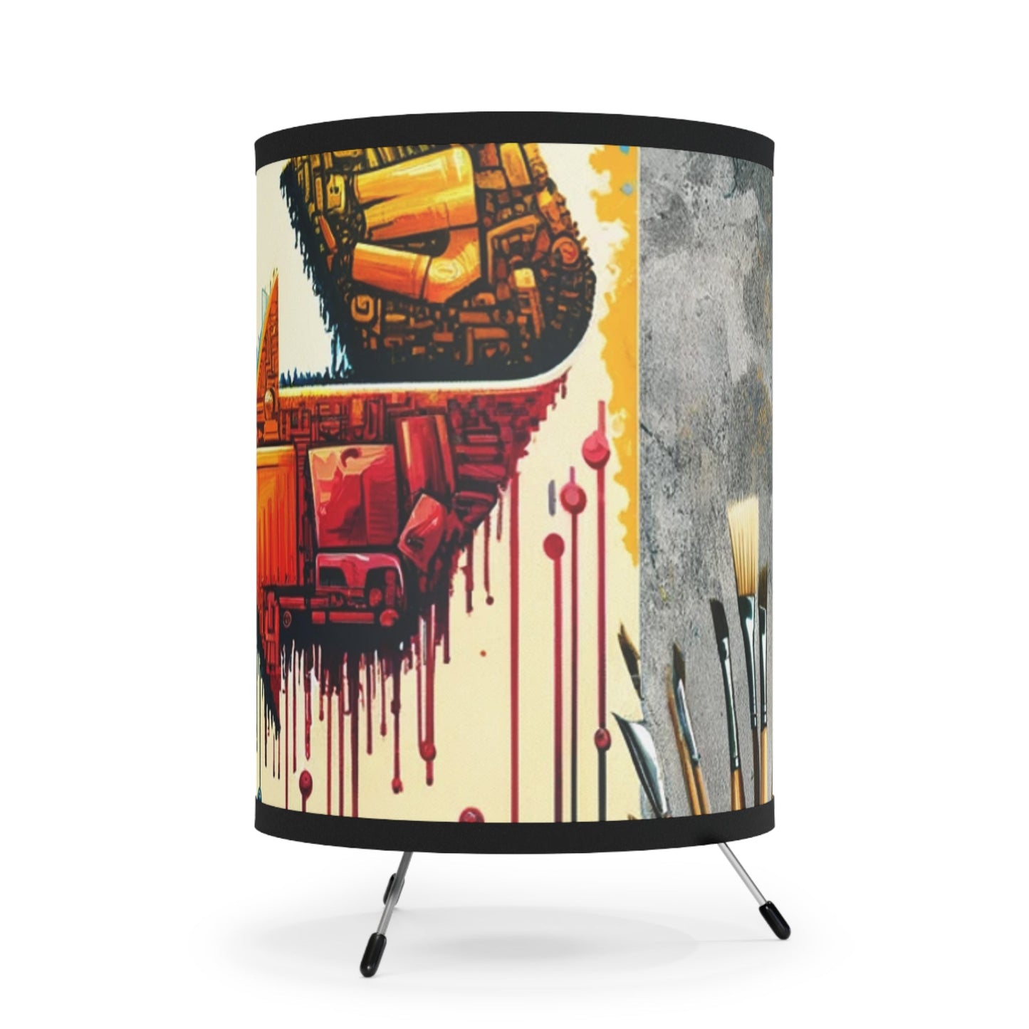 Upcycling Lifecycle Artistry Tripod Lamp with High-Res Printed Shade, US\CA plug - ATUH.ART